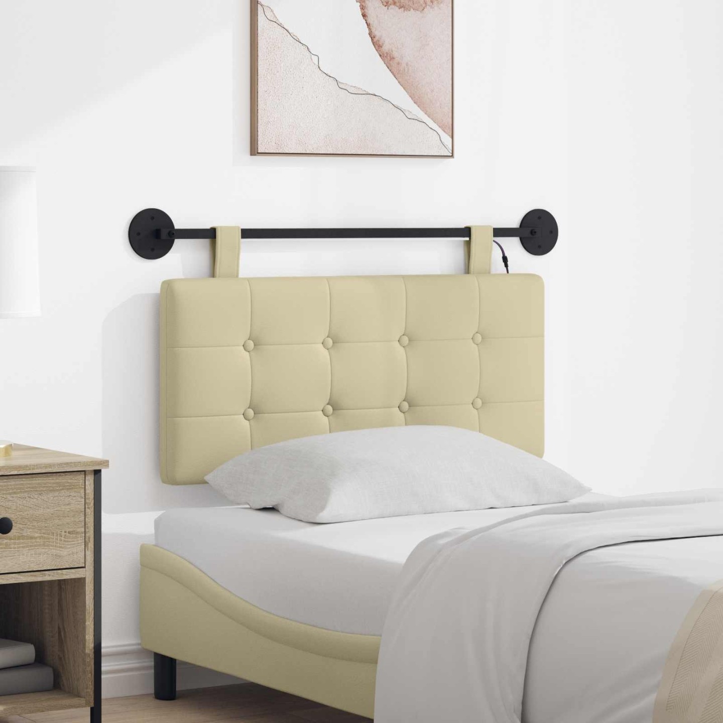 Tête de lit suspendue Crème Simili cuir