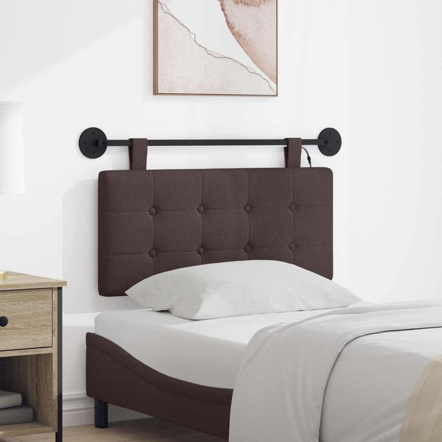 Tête de lit suspendue Marron foncé Tissu