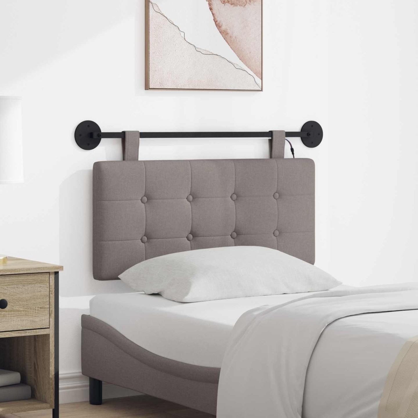 Tête de lit suspendue Taupe Tissu