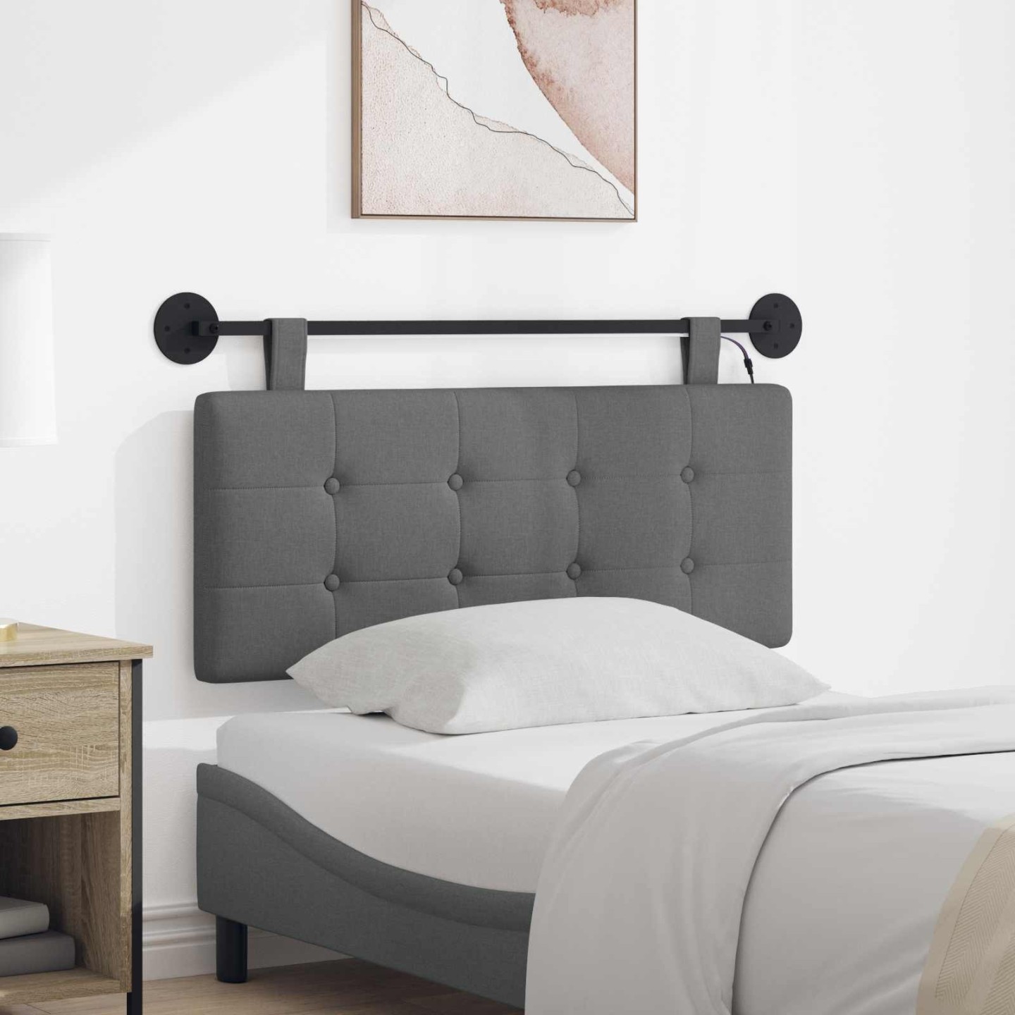 Tête de lit suspendue Gris foncé Tissu