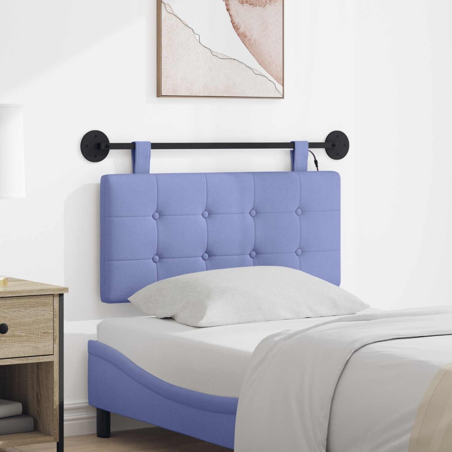 Tête de lit suspendue Bleu denim Tissu