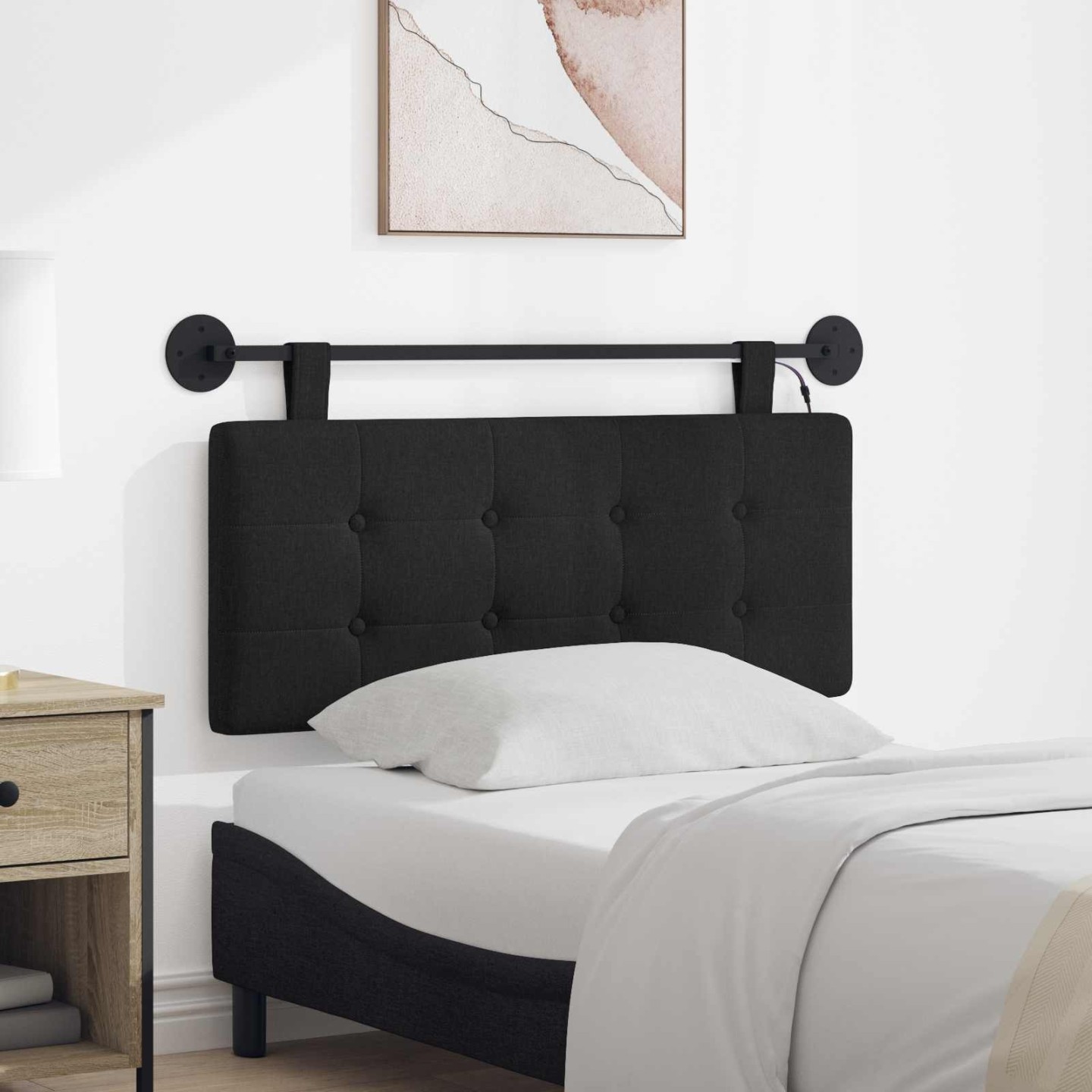 Tête de lit suspendue Noir Tissu