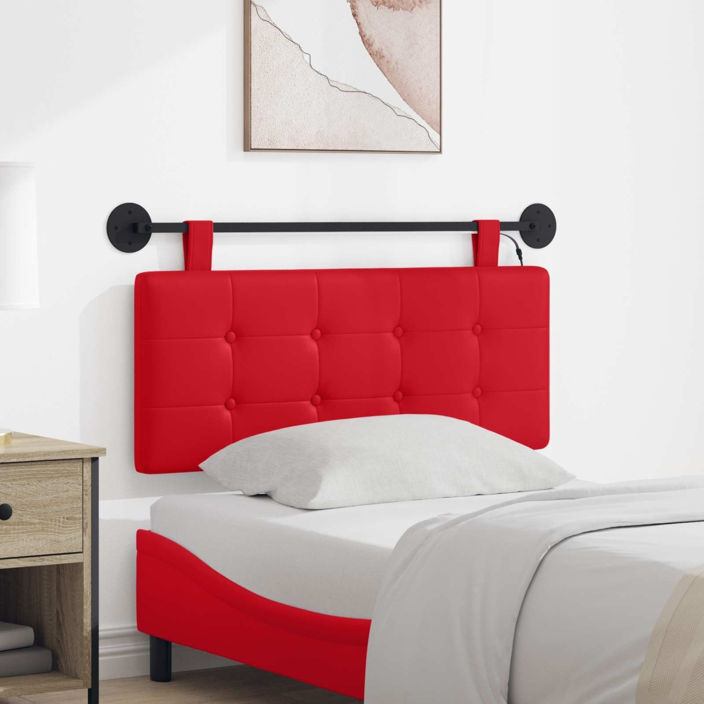 Tête de lit suspendue Rouge Simili cuir