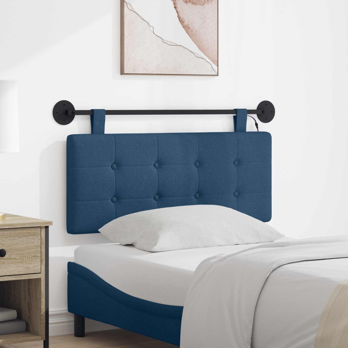 Tête de lit suspendue Bleu Tissu