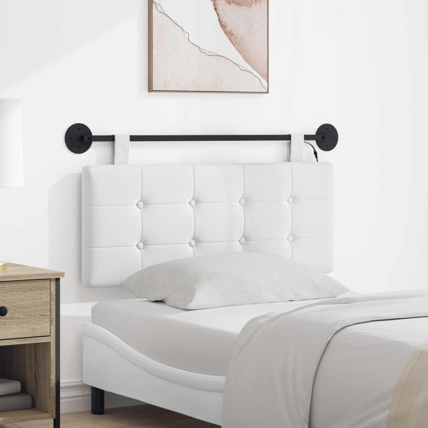 Tête de lit suspendue Blanc Tissu