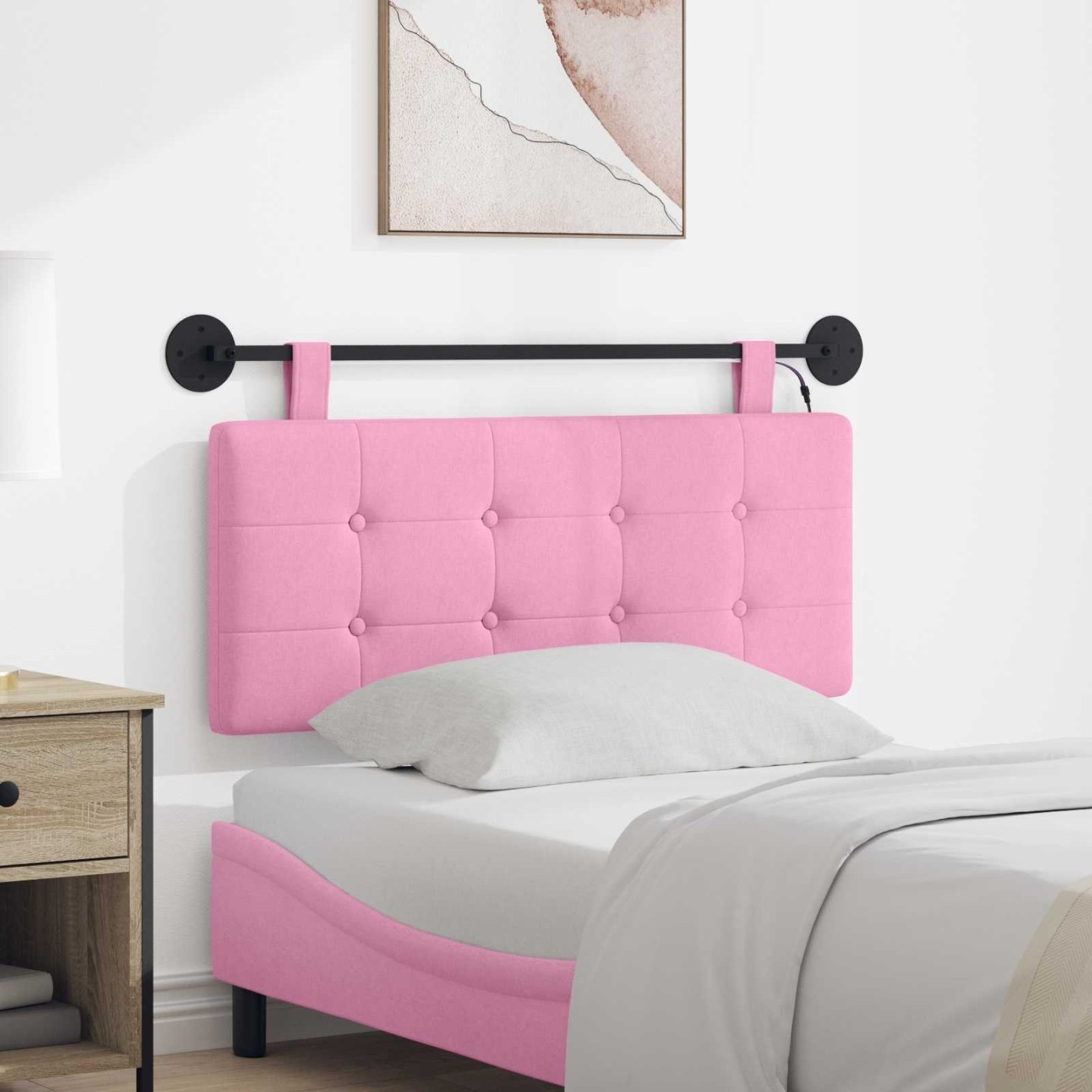 Tête de lit suspendue Rose Tissu