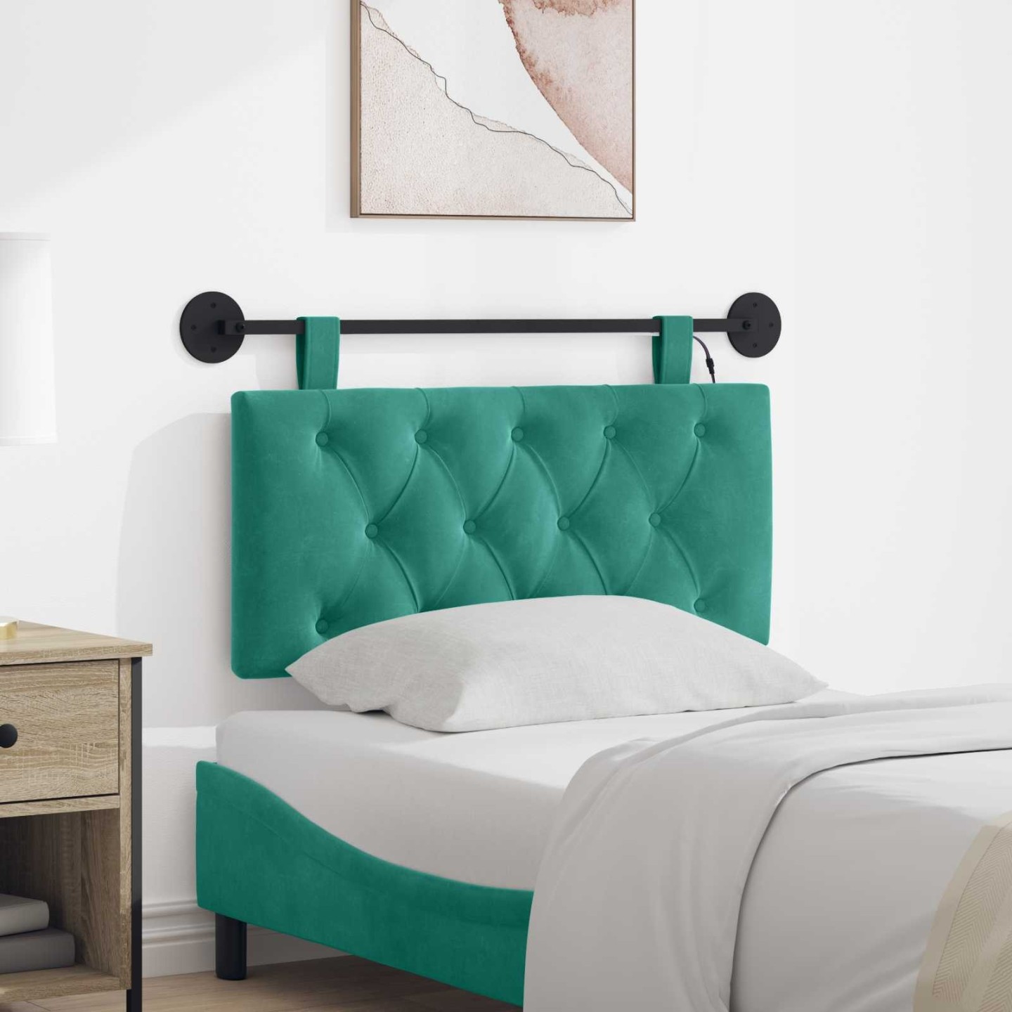 Tête de lit suspendue Turquoise Velours