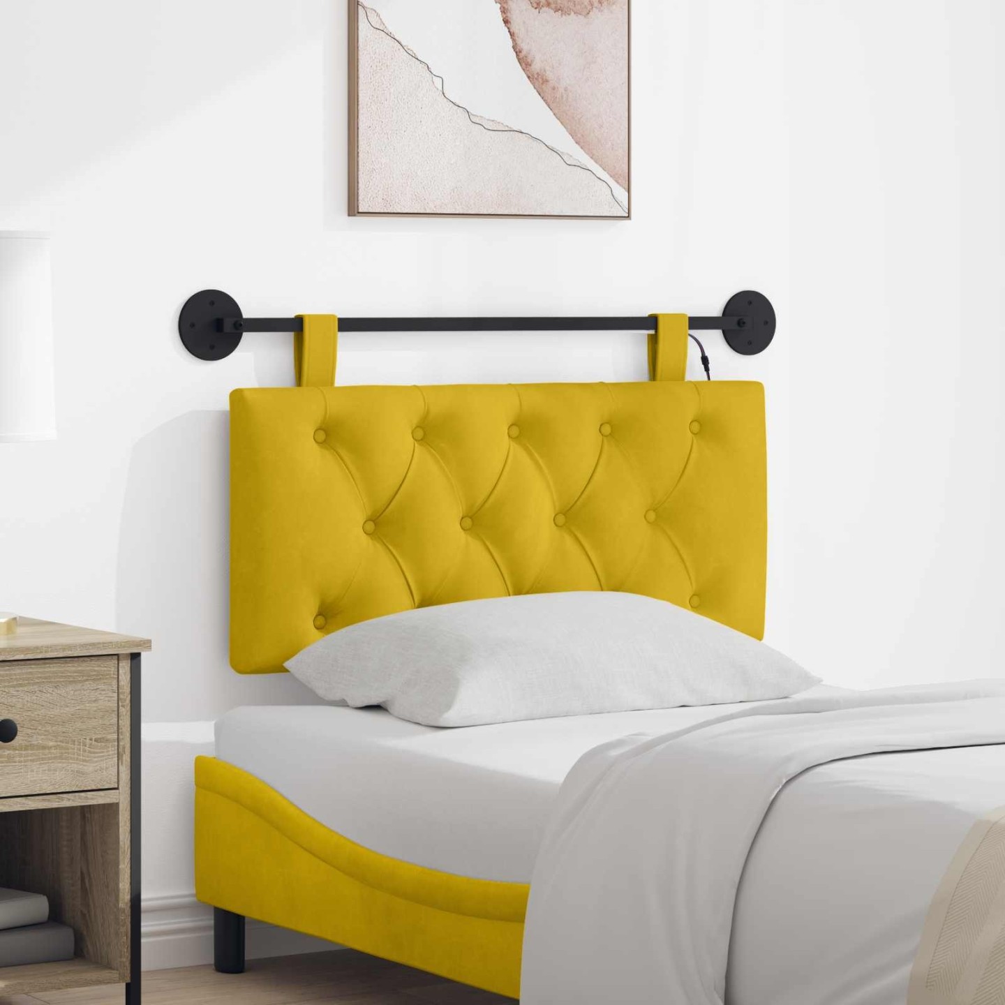 Tête de lit suspendue Jaune Velours