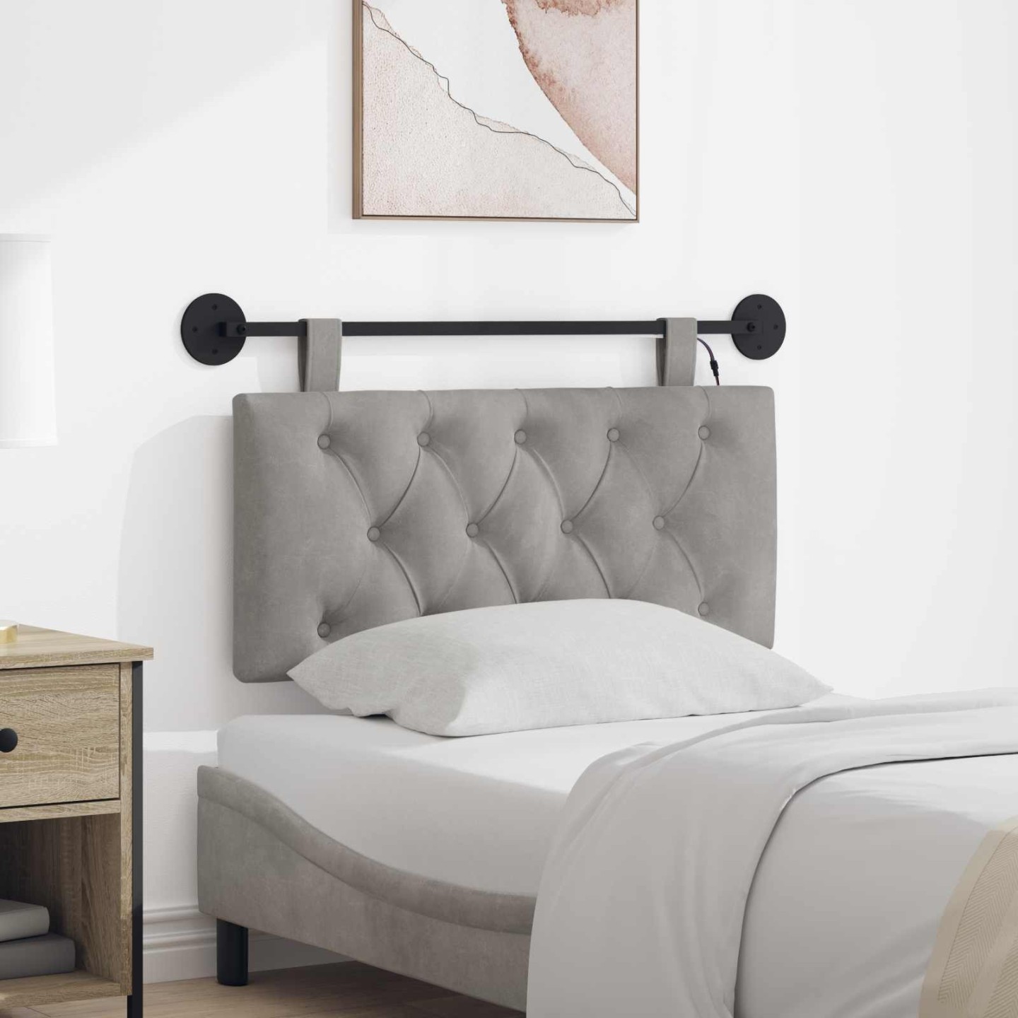 Tête de lit suspendue Gris clair Velours