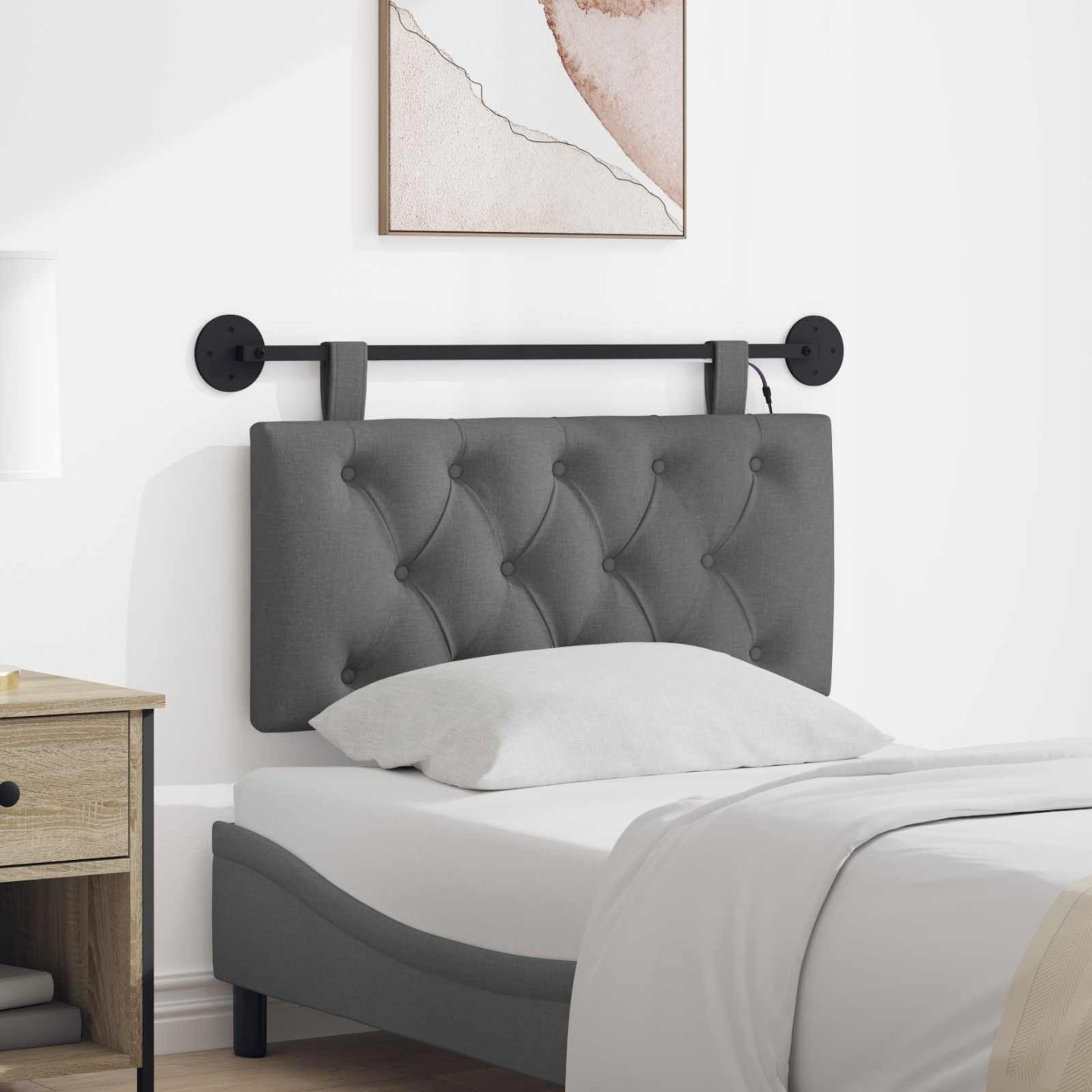Tête de lit suspendue Gris foncé Tissu