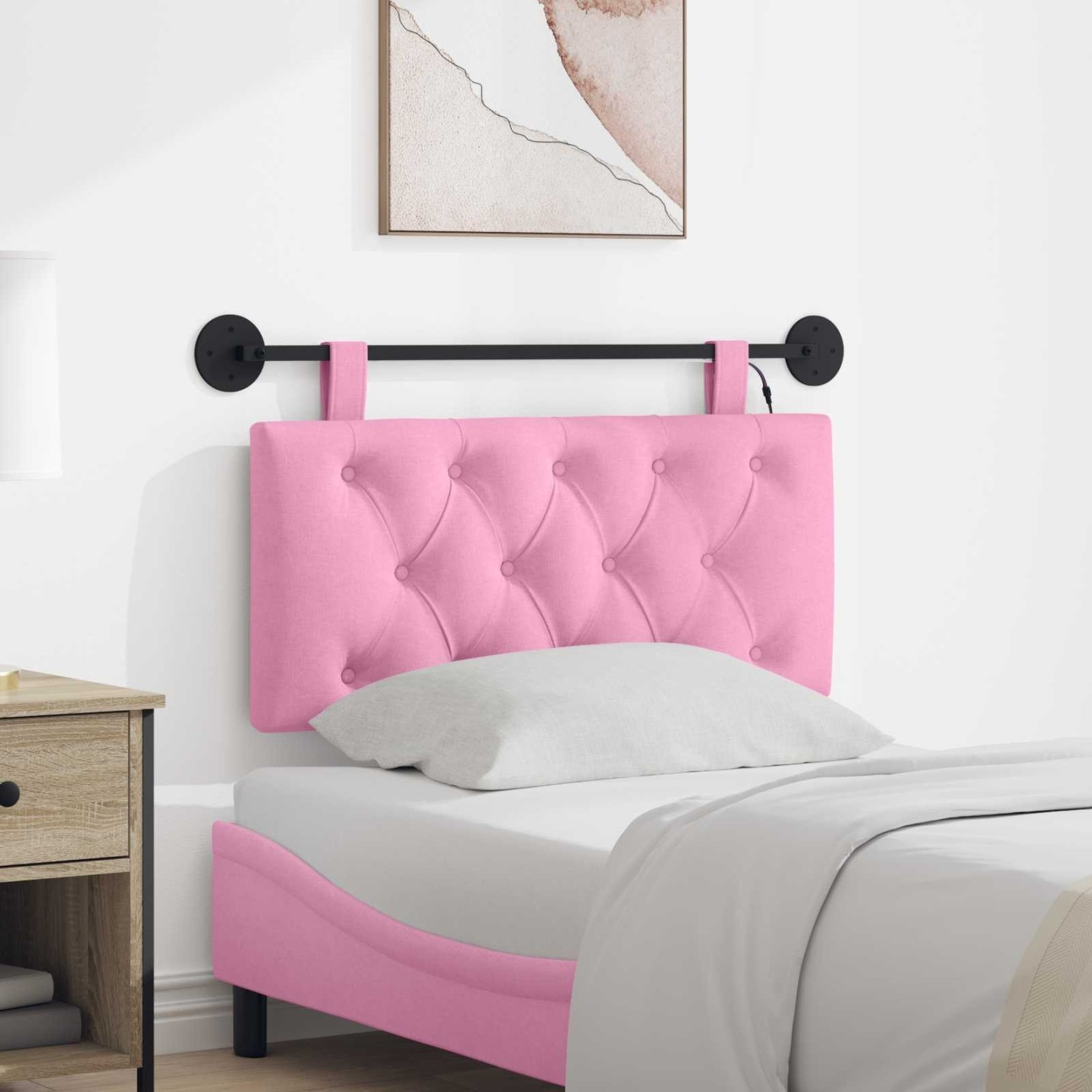 Tête de lit suspendue Rose Tissu