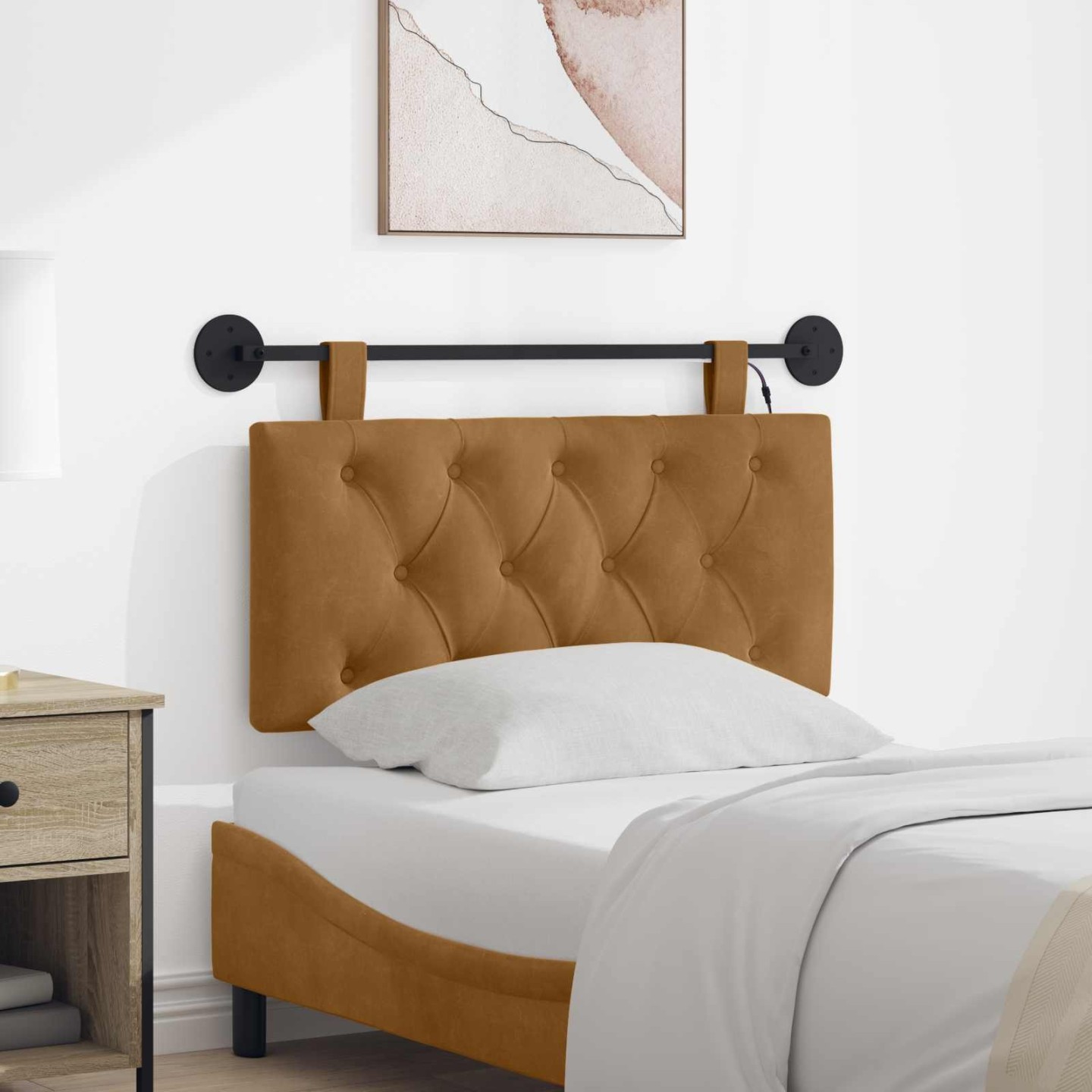 Tête de lit suspendue Marron Velours