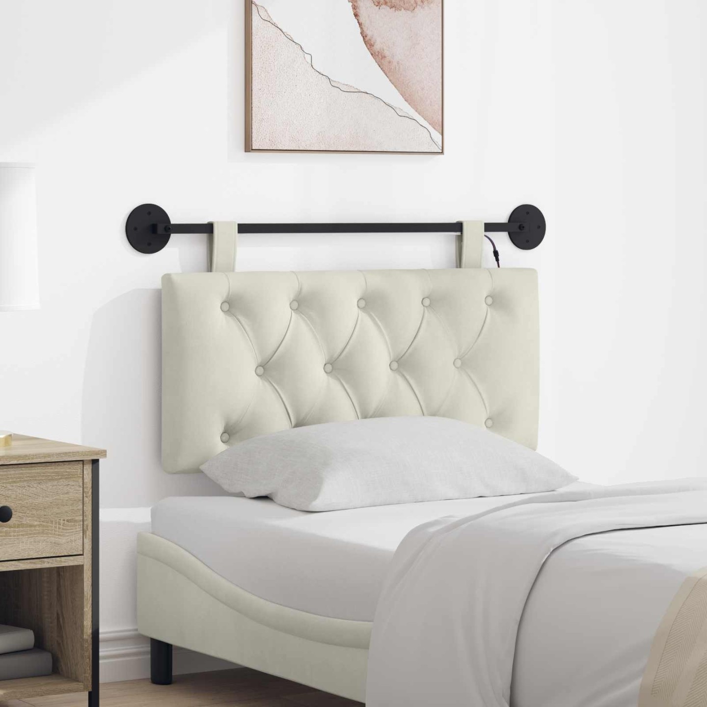 Tête de lit suspendue Crème Velours