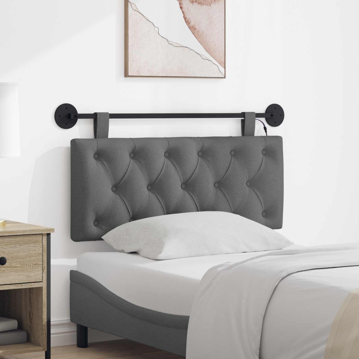 Tête de lit suspendue Gris foncé Tissu