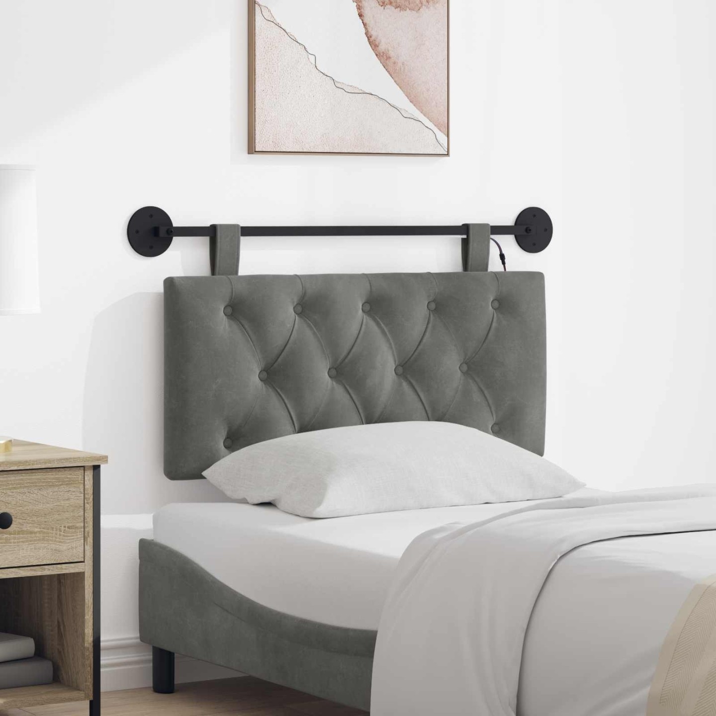 Tête de lit suspendue Gris foncé Velours