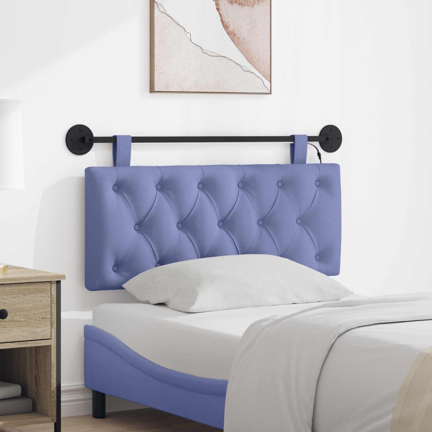 Tête de lit suspendue Bleu denim Tissu