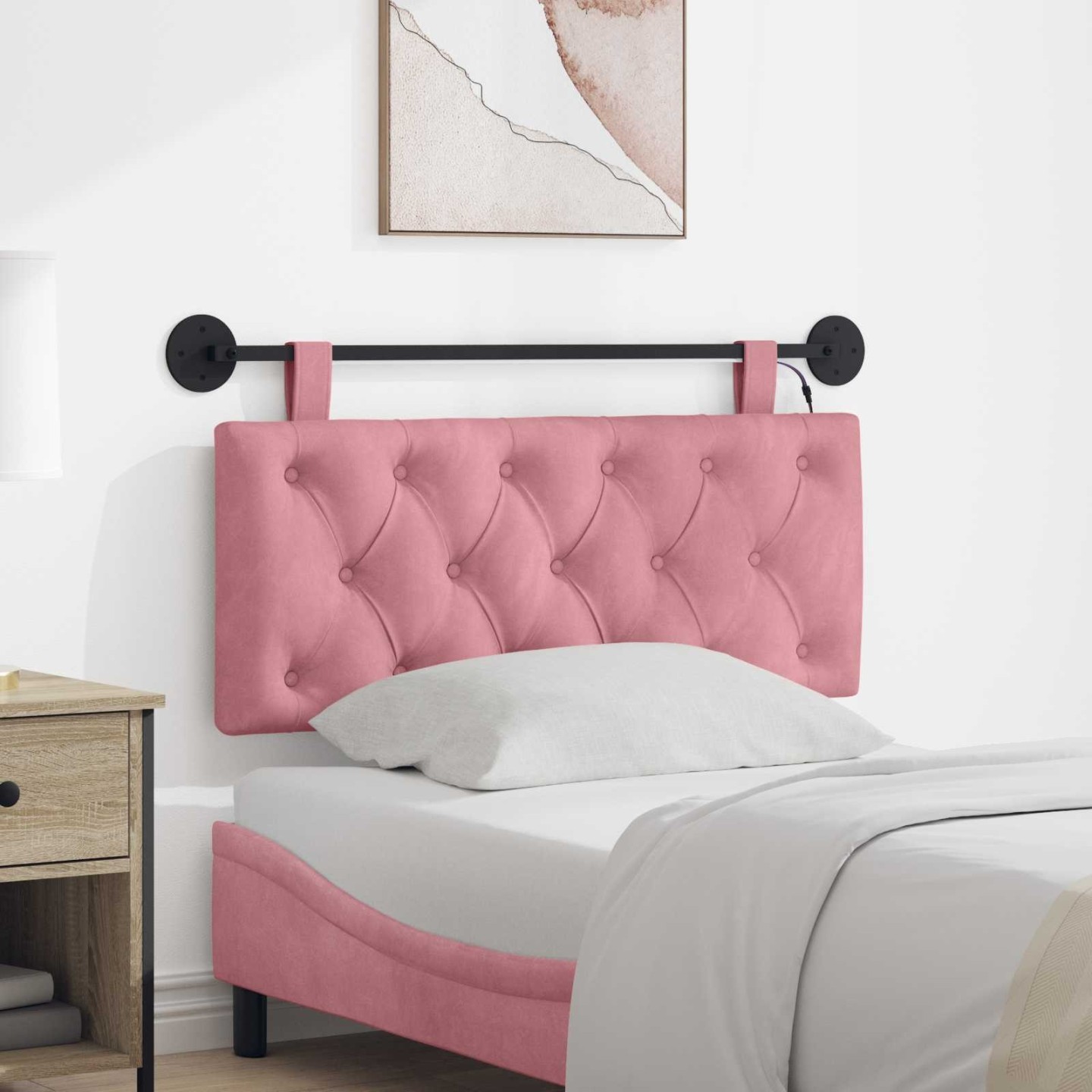 Tête de lit suspendue Rose Velours
