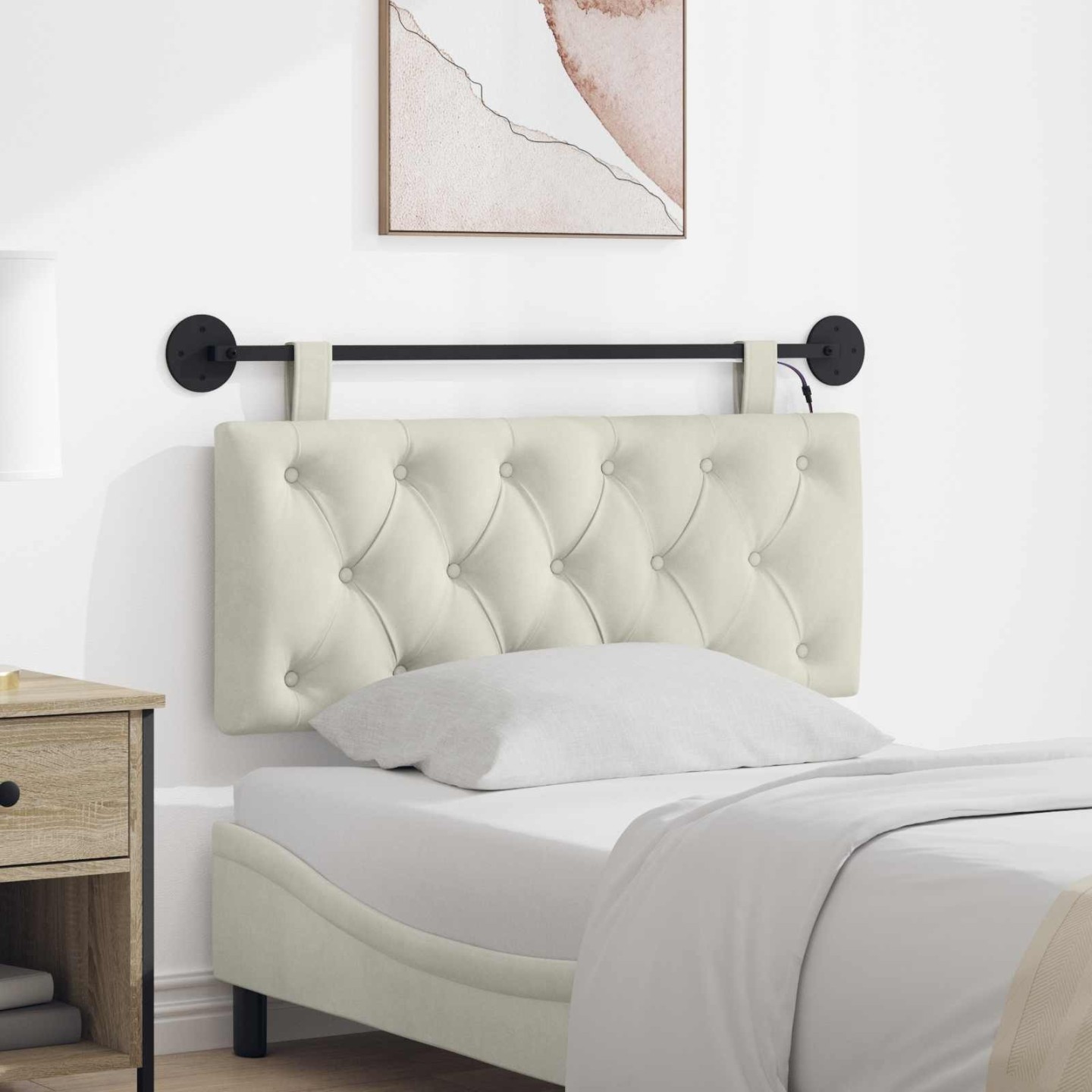 Tête de lit suspendue Crème Velours