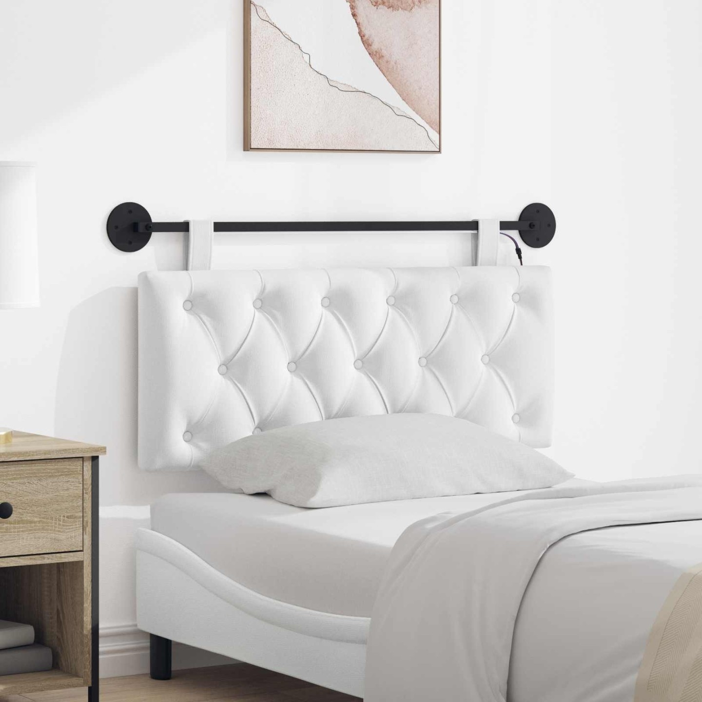 Tête de lit suspendue Blanc Tissu