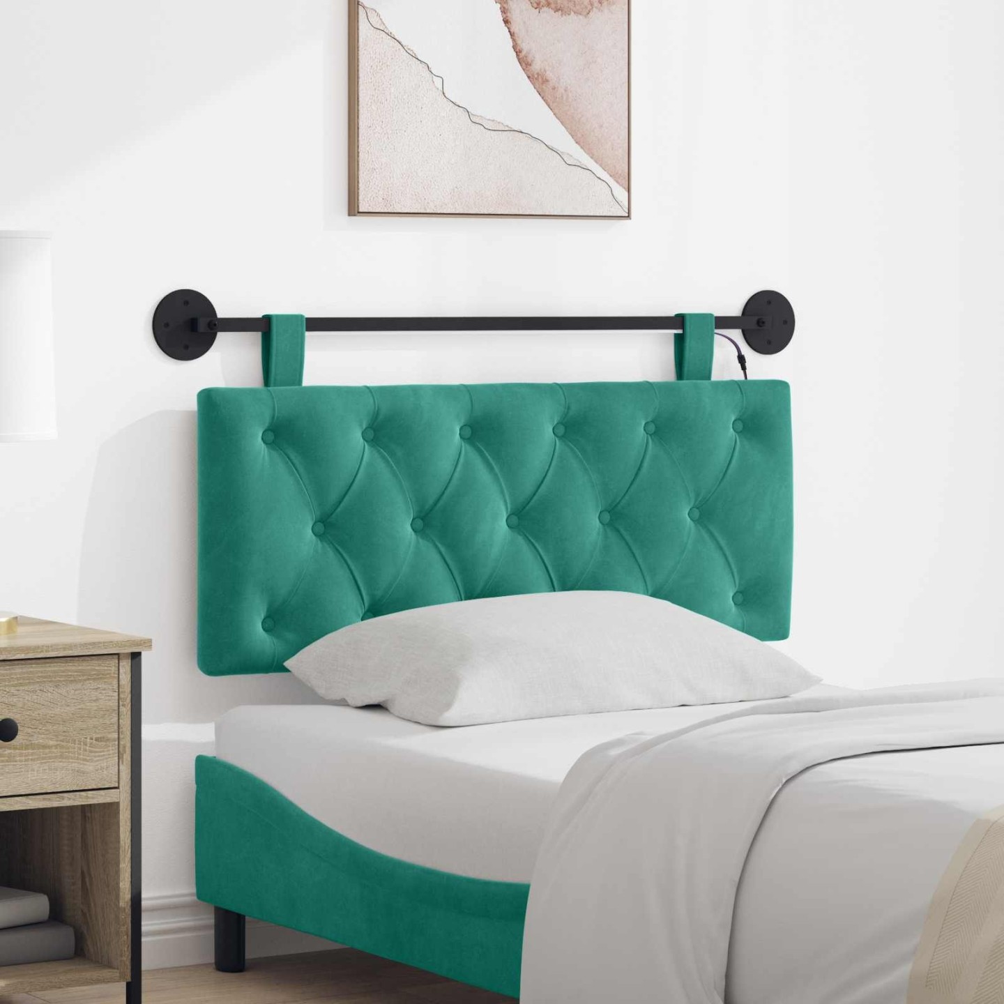 Tête de lit suspendue Turquoise Velours