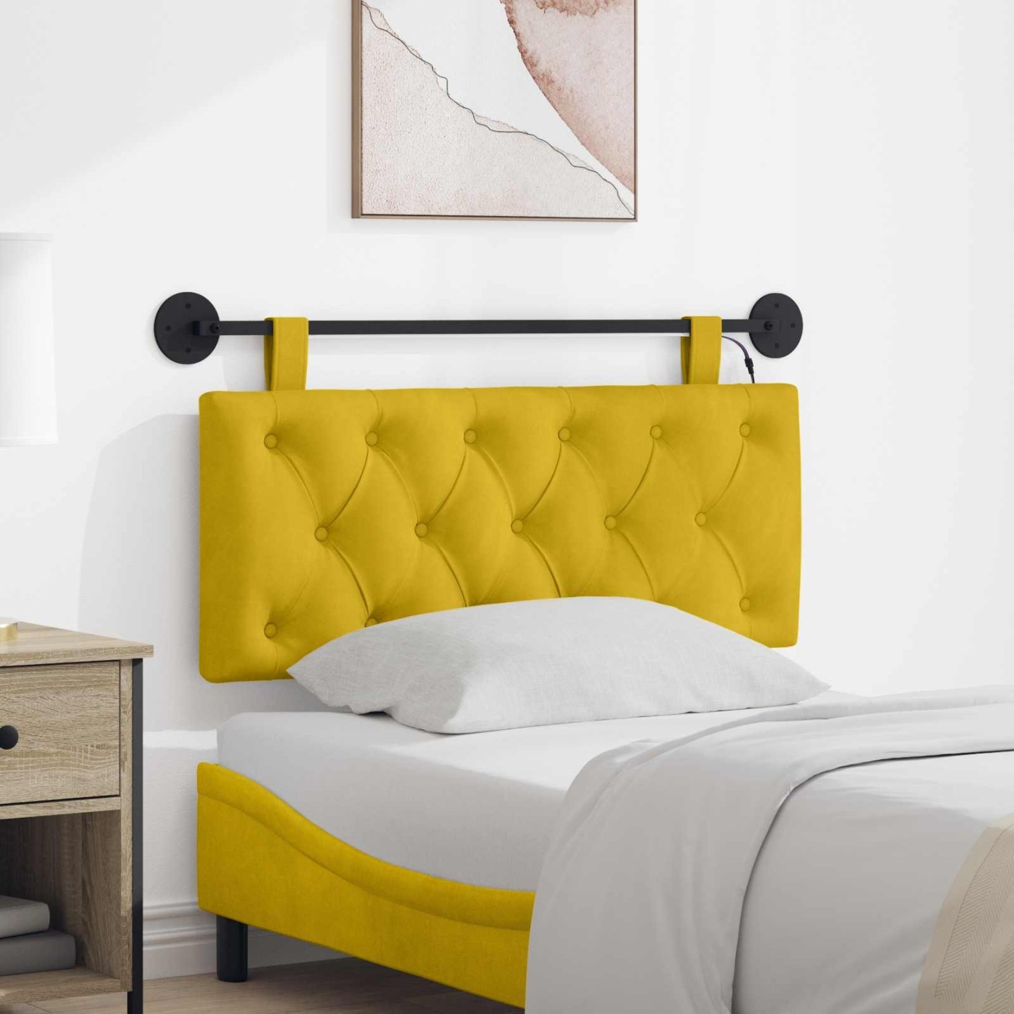 Tête de lit suspendue Jaune Velours