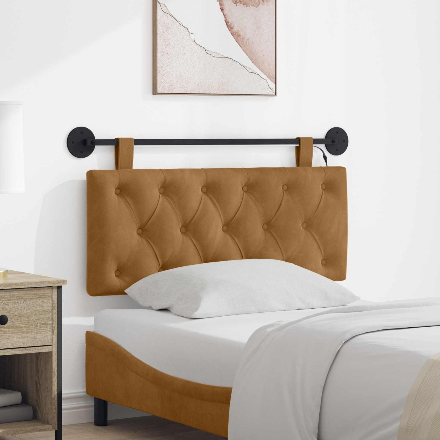 Tête de lit suspendue Marron Velours