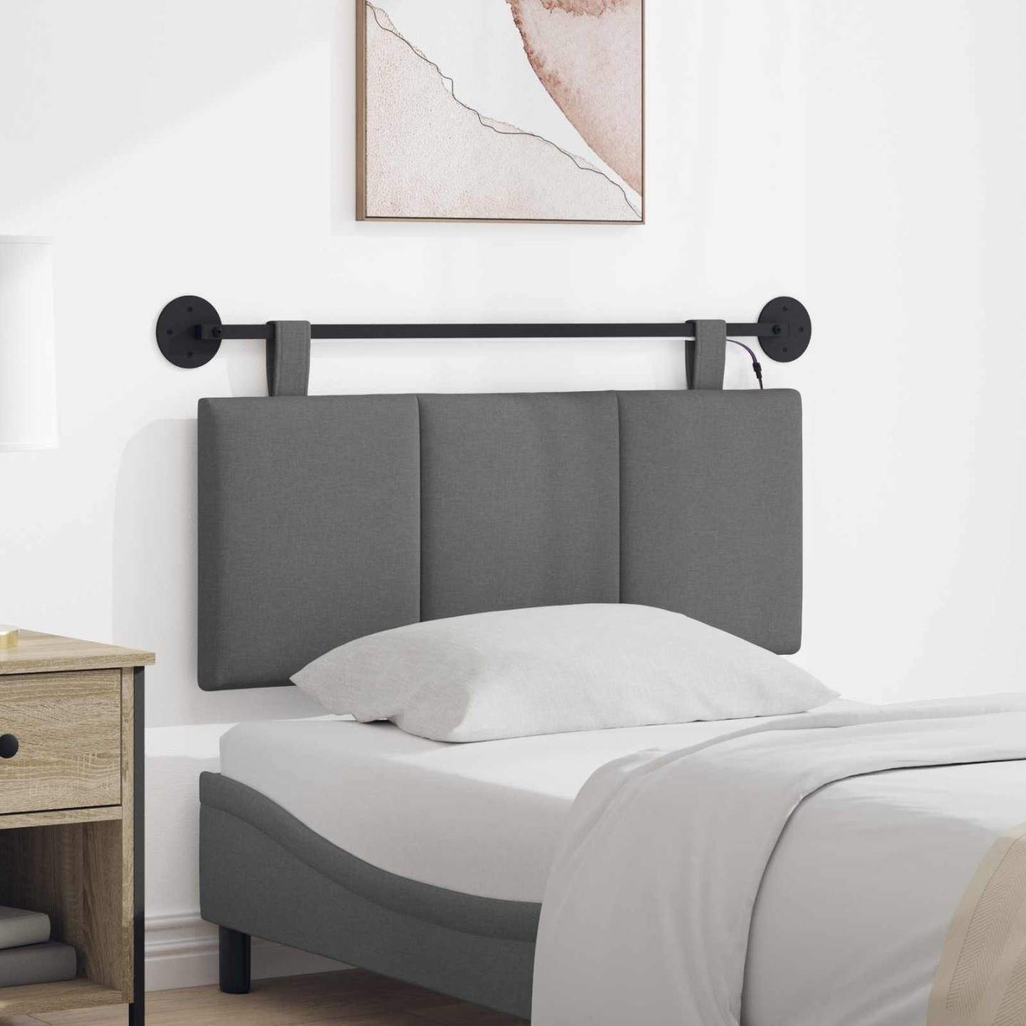 Tête de lit suspendue Gris foncé Velours