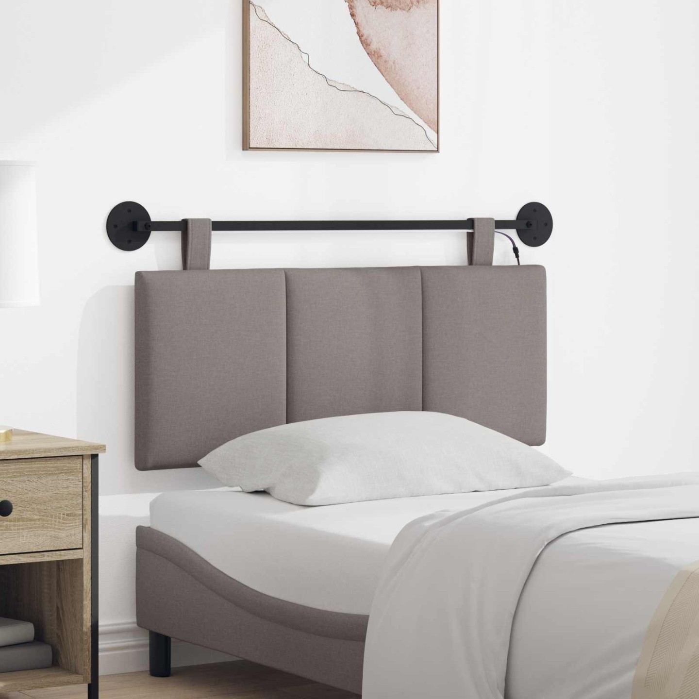 Tête de lit suspendue Taupe Velours