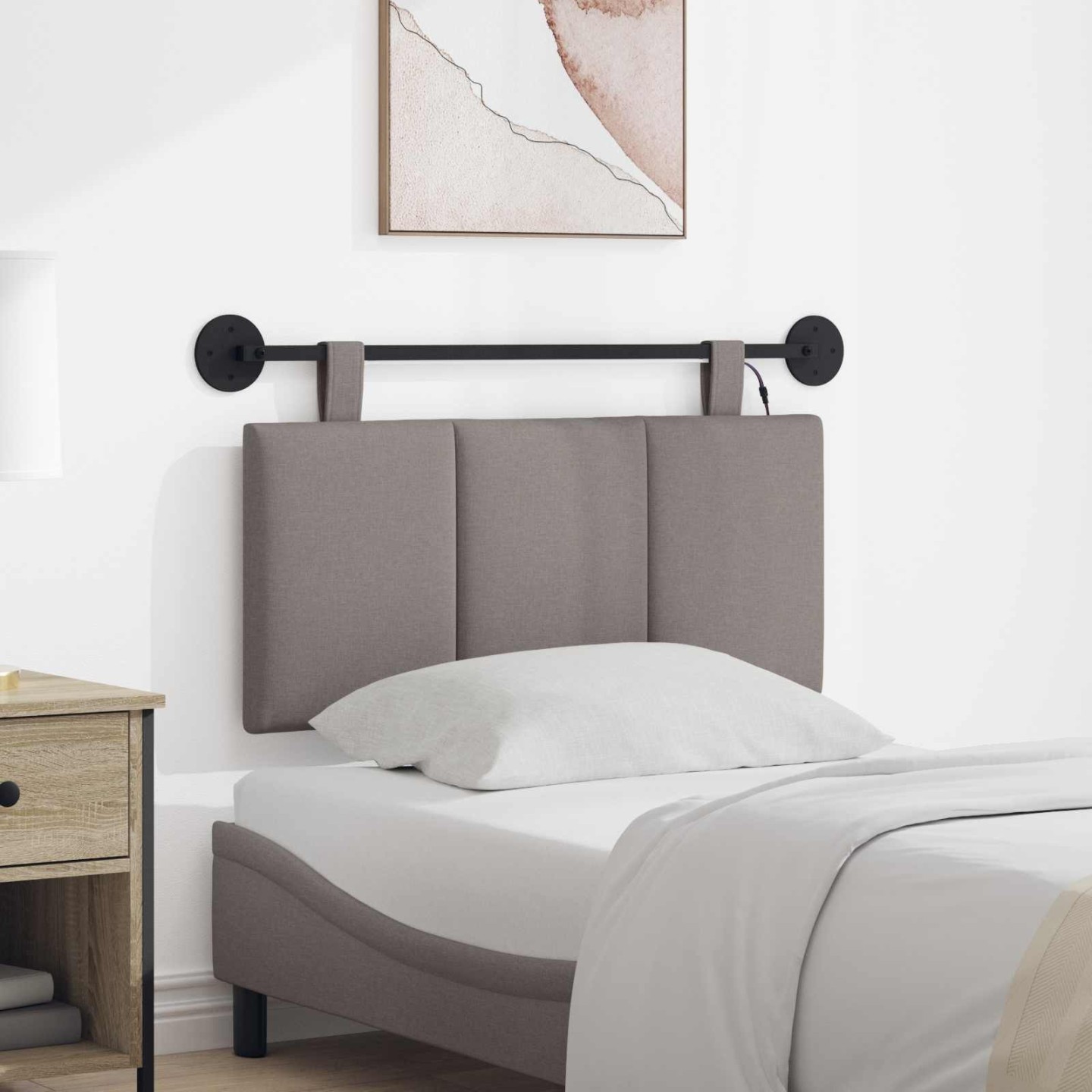 Tête de lit suspendue Taupe Velours