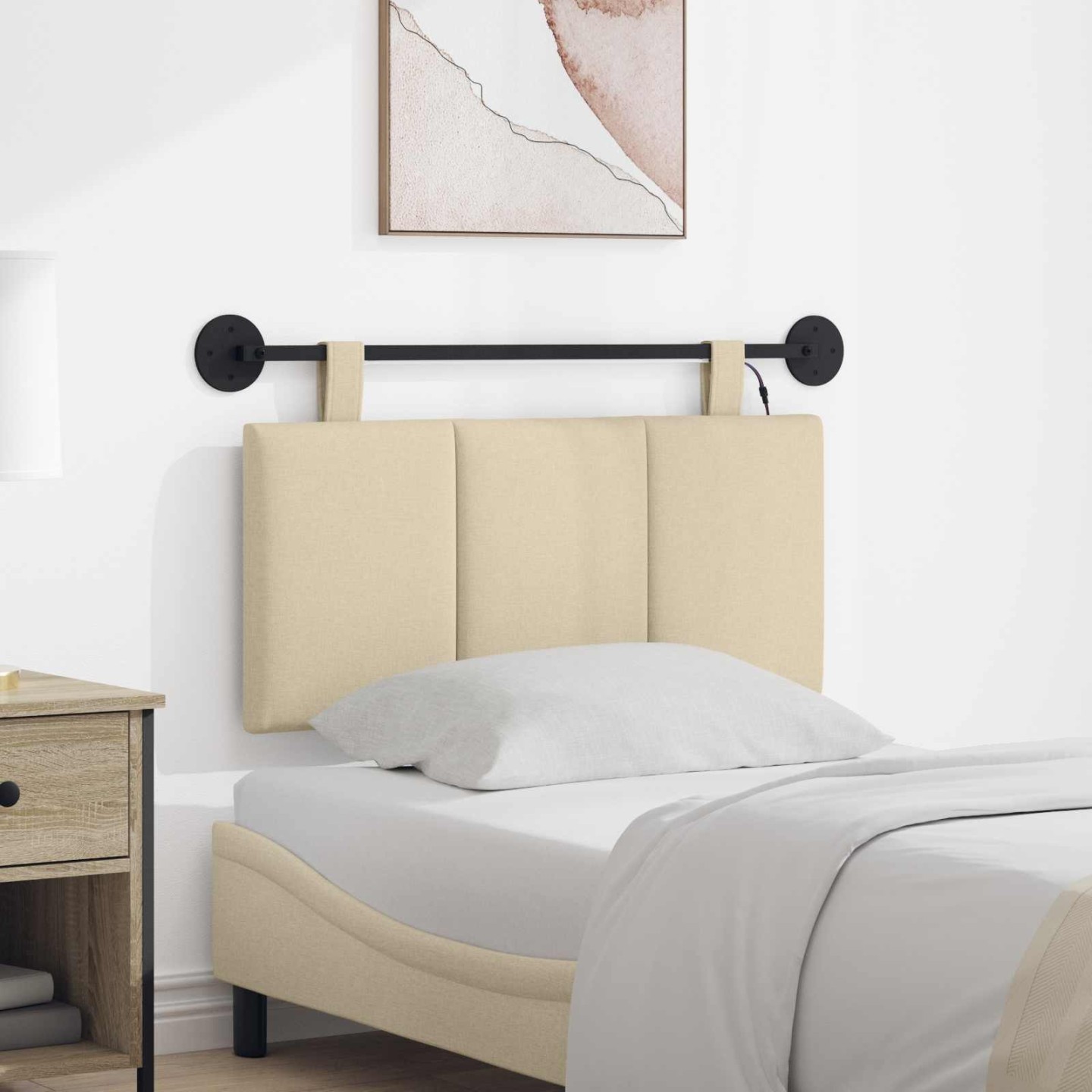 Tête de lit suspendue Crème Velours