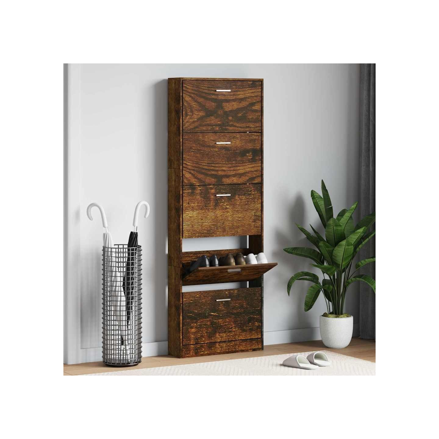 Armoire à chaussures Chêne fumé 59x17x169 cm Bois d'ingénierie