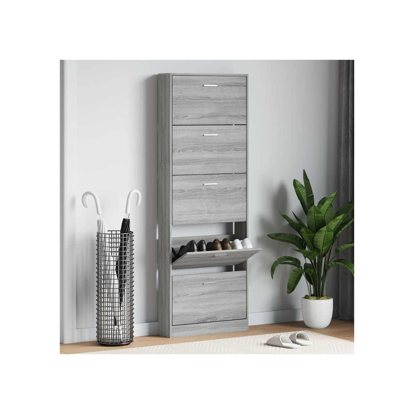 Armoire à chaussures Sonoma gris 59x17x169 cm Bois d'ingénierie