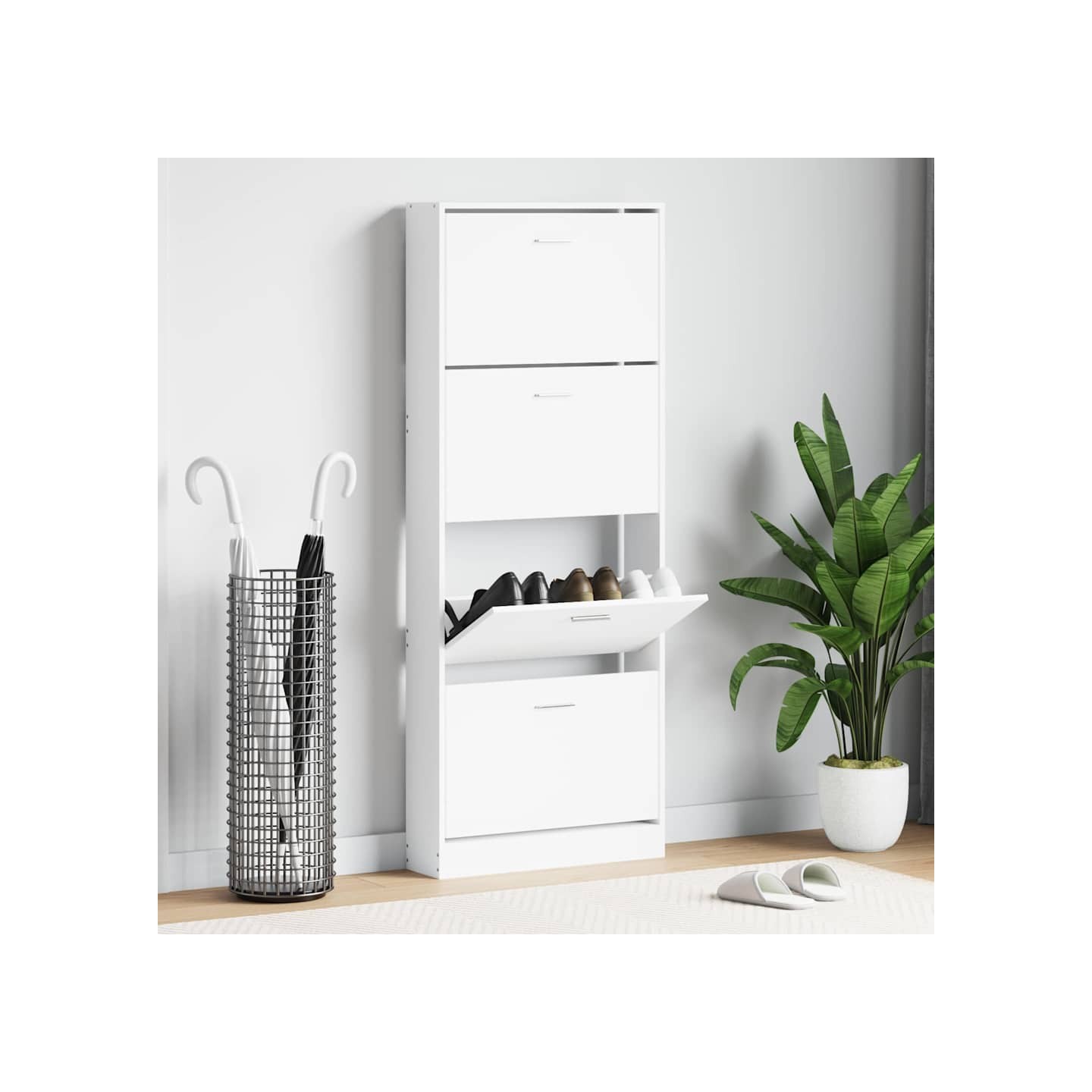 Armoire à chaussures Blanc 59x17x150 cm Bois d'ingénierie