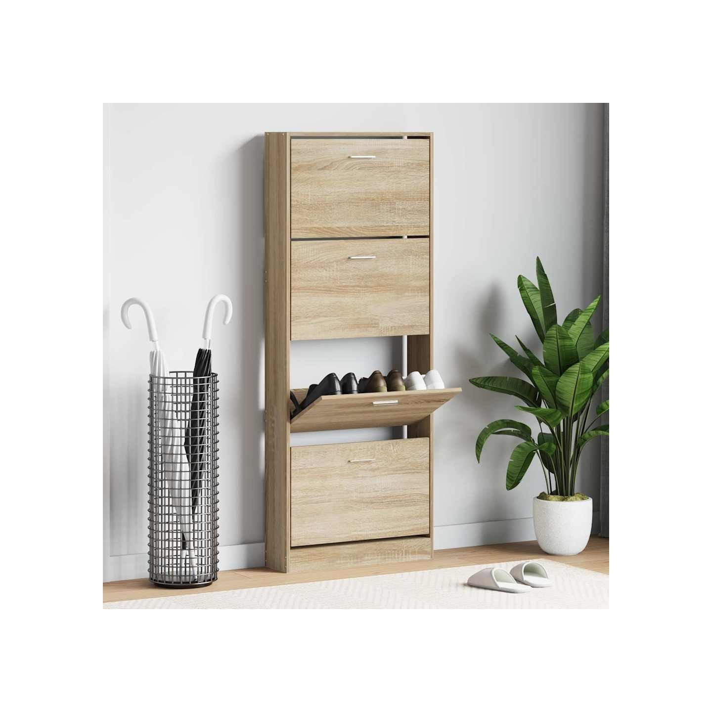 Armoire à chaussures Chêne 59x17x150 cm Bois d'ingénierie
