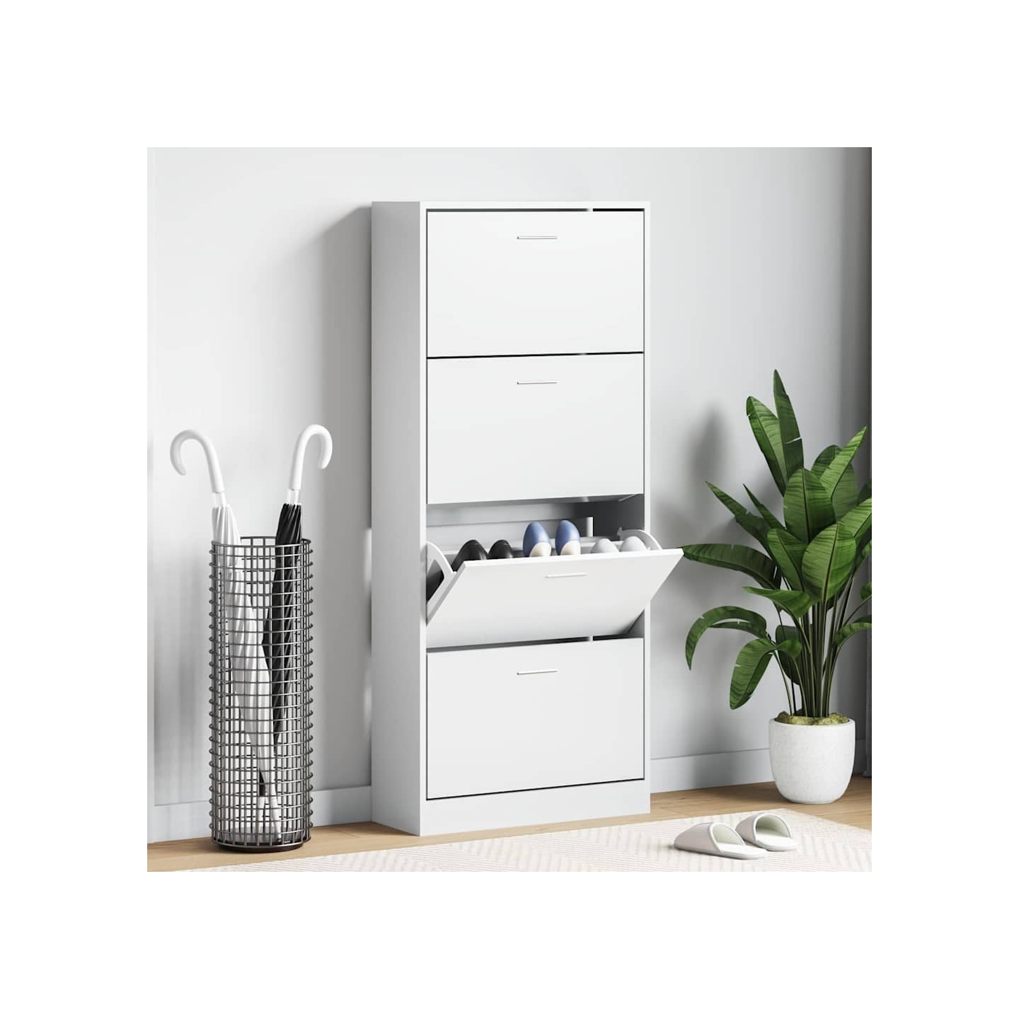Armoire à chaussures Blanc 63x24x147 cm Bois d'ingénierie