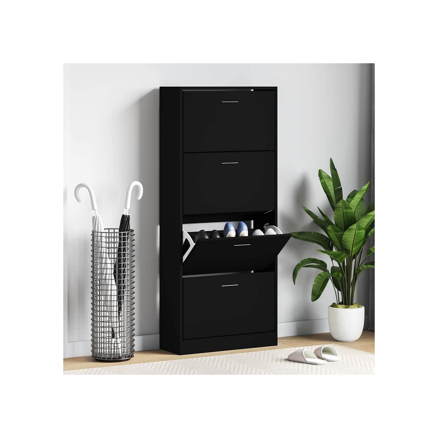 Armoire à chaussures Noir 63x24x147 cm Bois d'ingénierie
