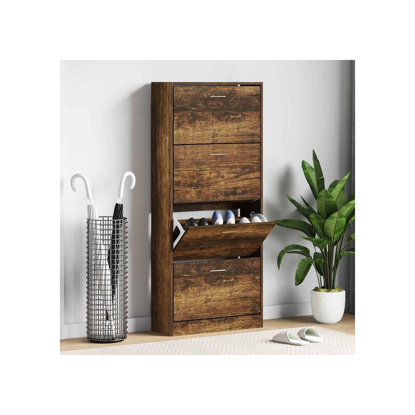 Armoire à chaussures Chêne fumé 63x24x147 cm Bois d'ingénierie
