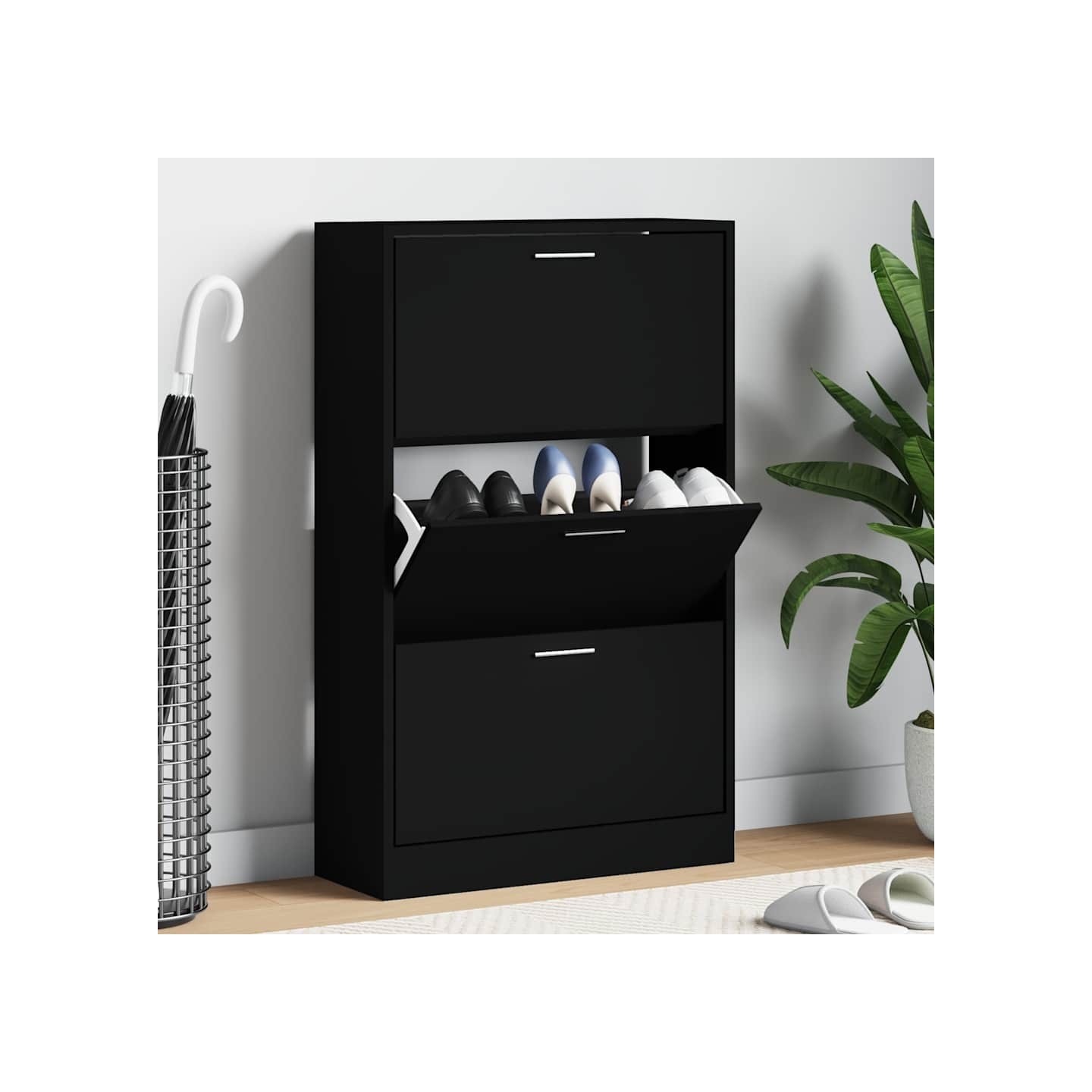 Armoire à chaussures Noir 63x24x103 cm Bois d'ingénierie