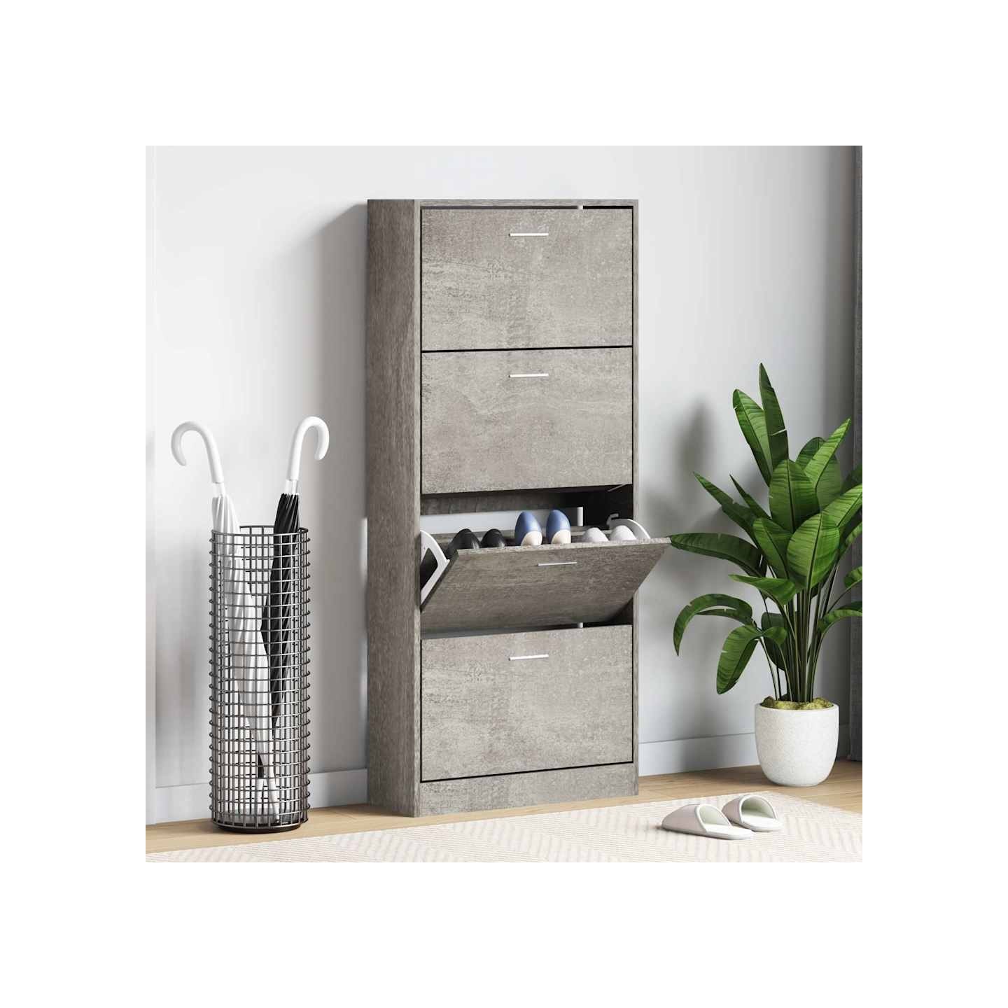 Armoire à chaussures Gris béton 63x24x147 cm Bois d'ingénierie