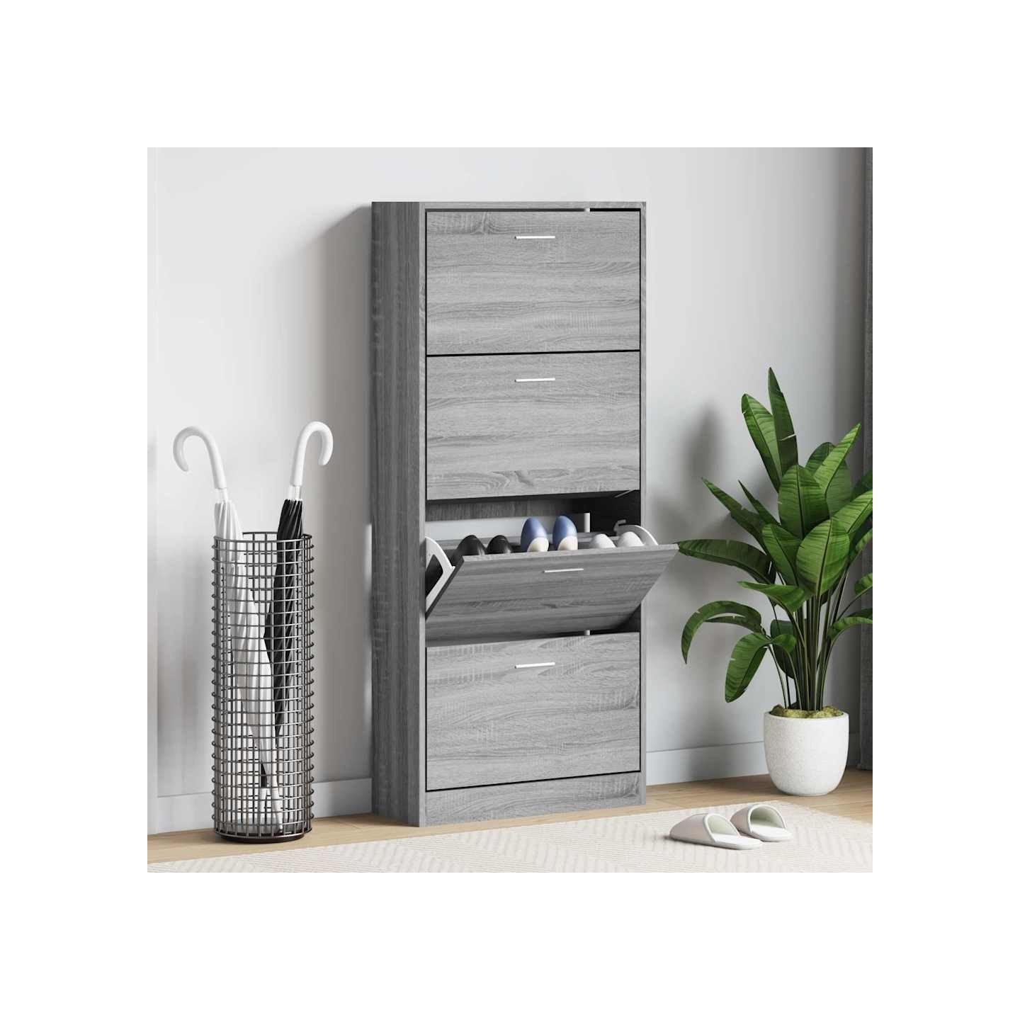 Armoire à chaussures Sonoma gris 63x24x147 cm Bois d'ingénierie