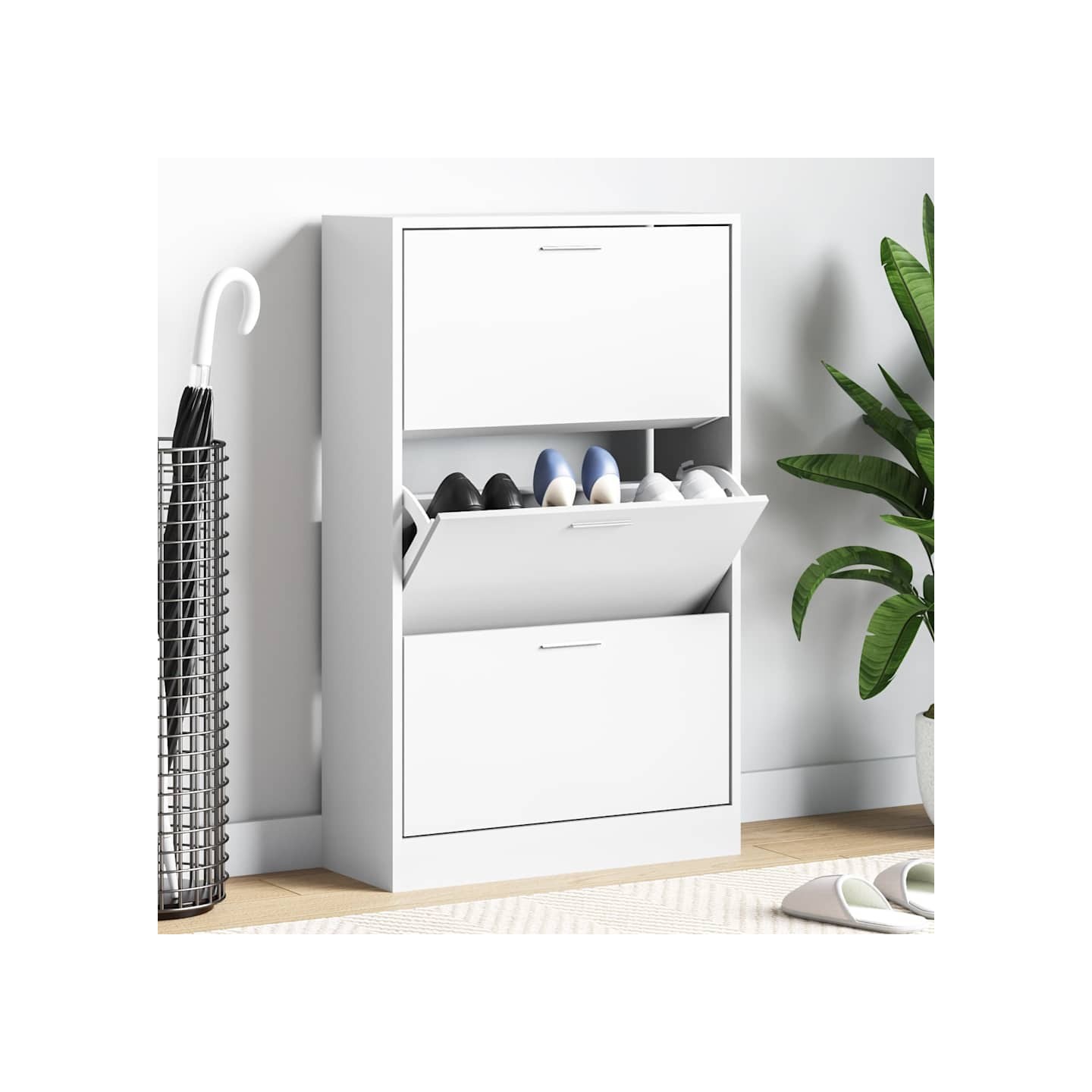 Armoire à chaussures Blanc 63x24x103 cm Bois d'ingénierie