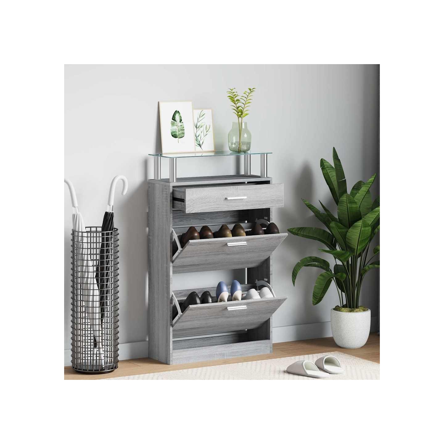 Armoire à chaussures Sonoma gris 63x24x104 cm Bois d'ingénierie