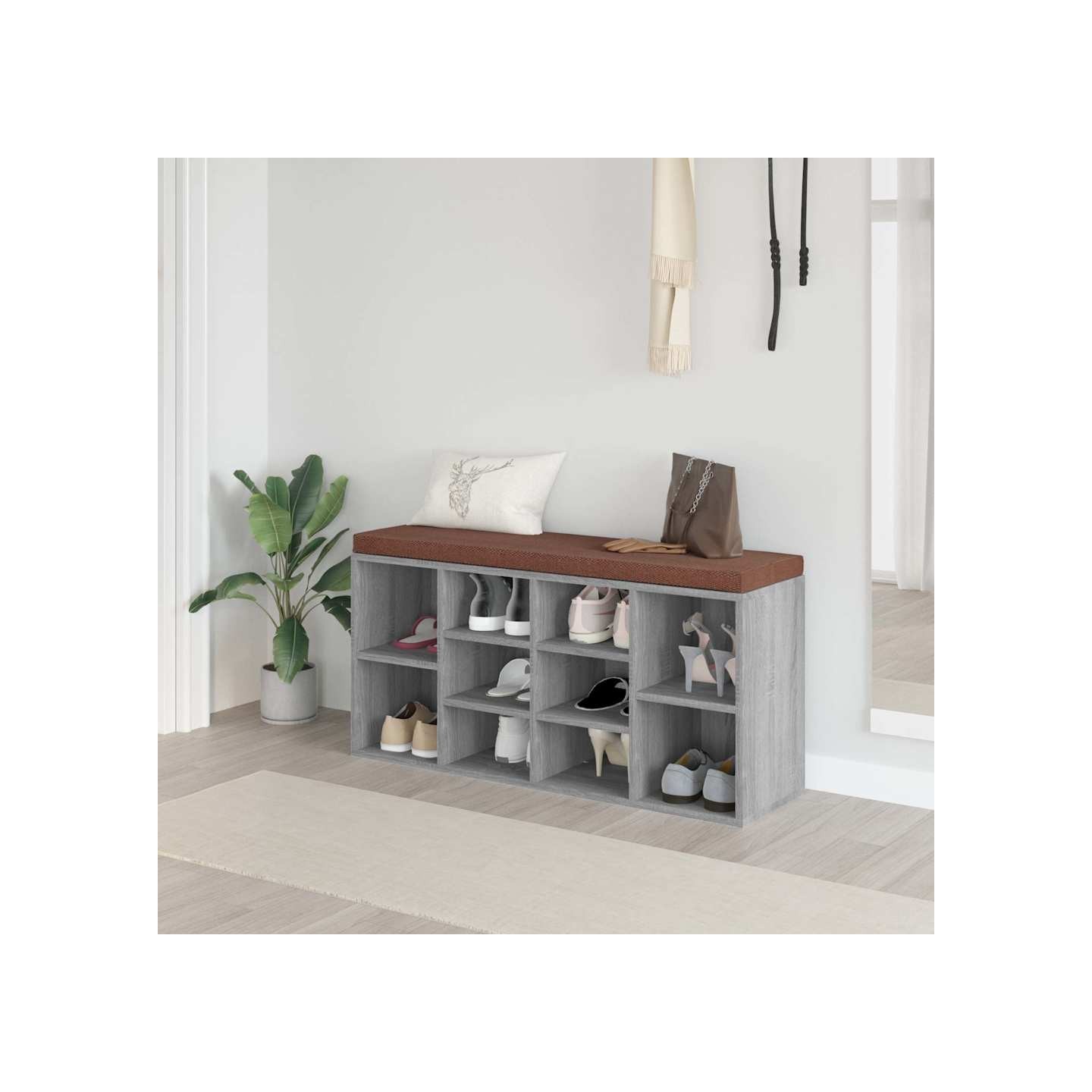 Banc à chaussures Sonoma gris 103x30x48 cm Bois d'ingénierie
