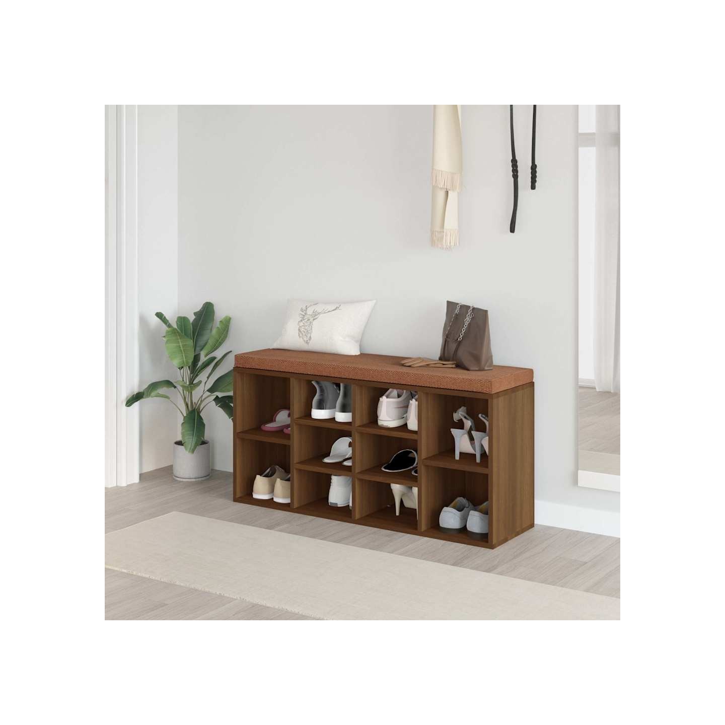 Banc à chaussures Chêne marron 103x30x48 cm Bois d'ingénierie