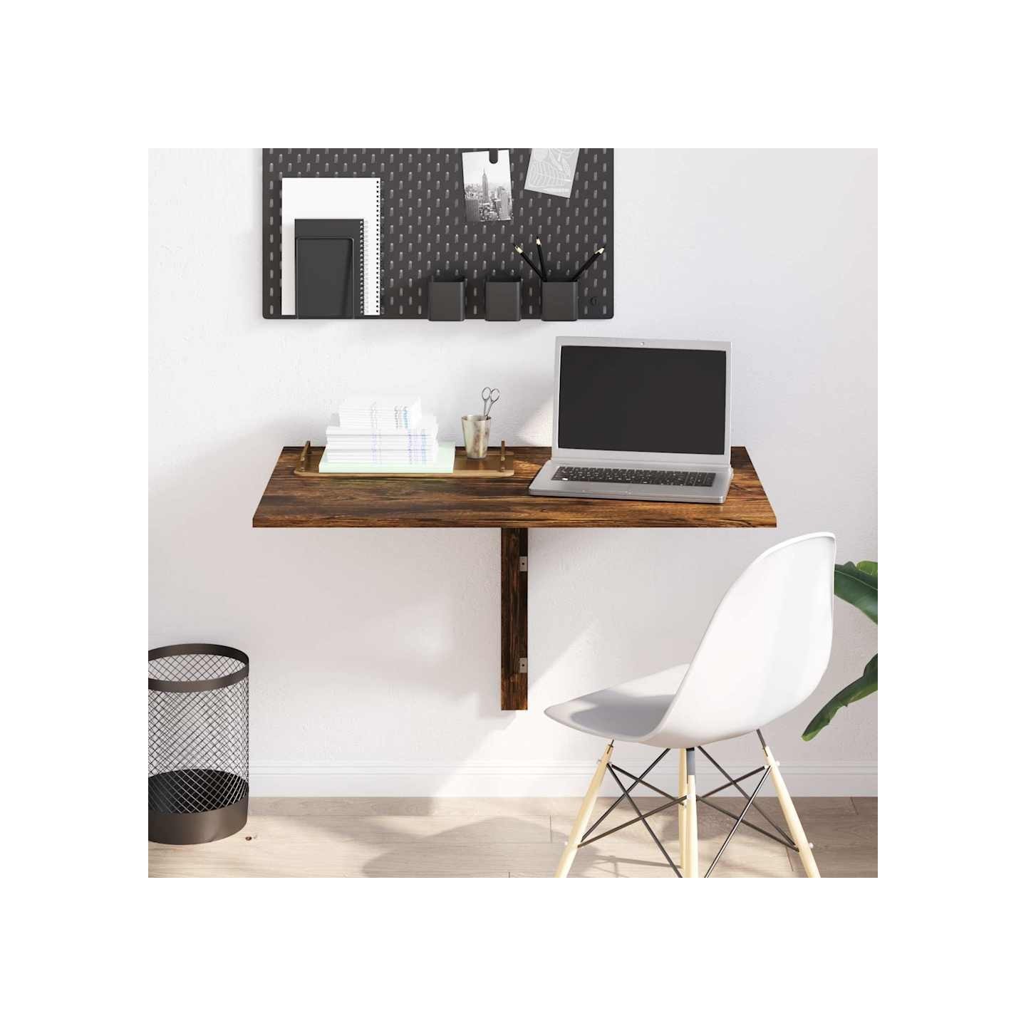 Table murale pliable Chêne fumé 100x60x56 cm Bois d'ingénierie