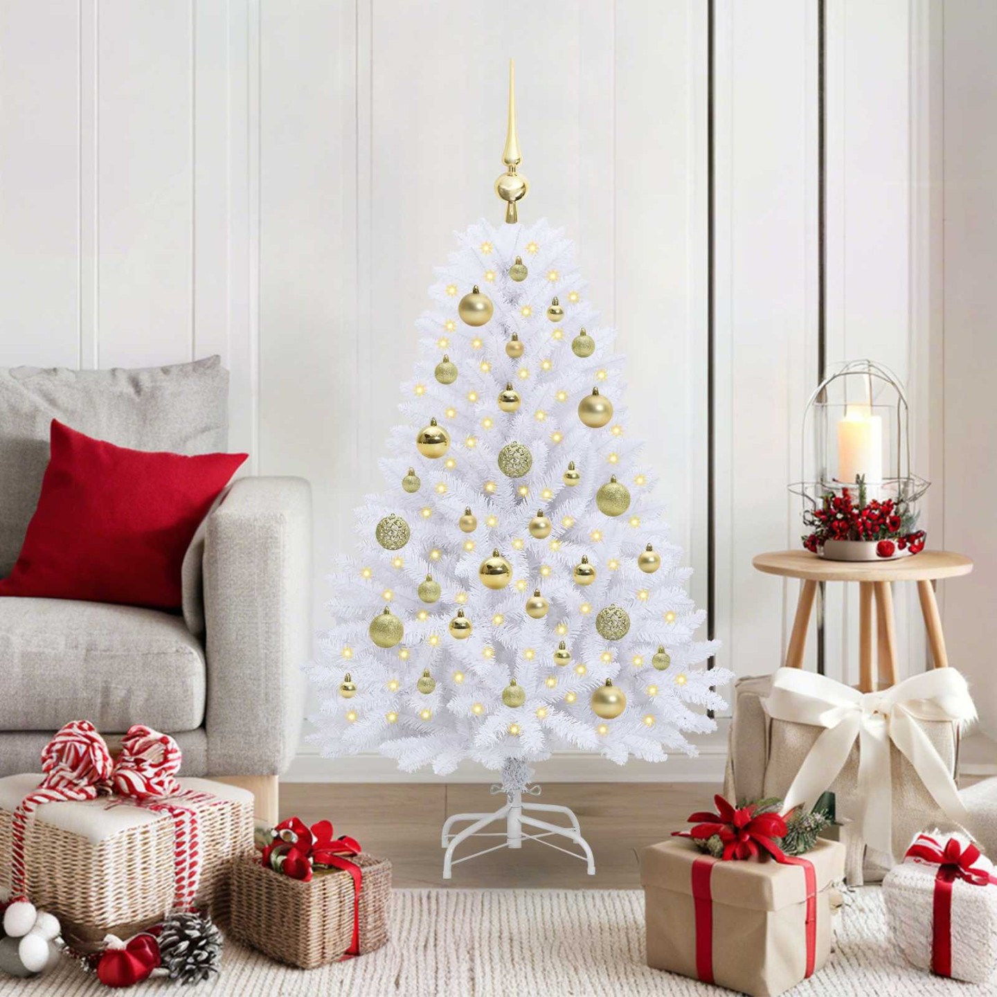 Sapin de Noël Artificiel à Branches Articulées Blanc 120 cm