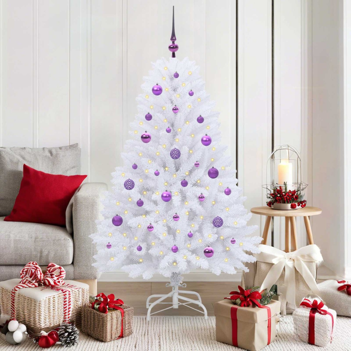 Sapin de Noël Artificiel à Branches Articulées Blanc 150 cm