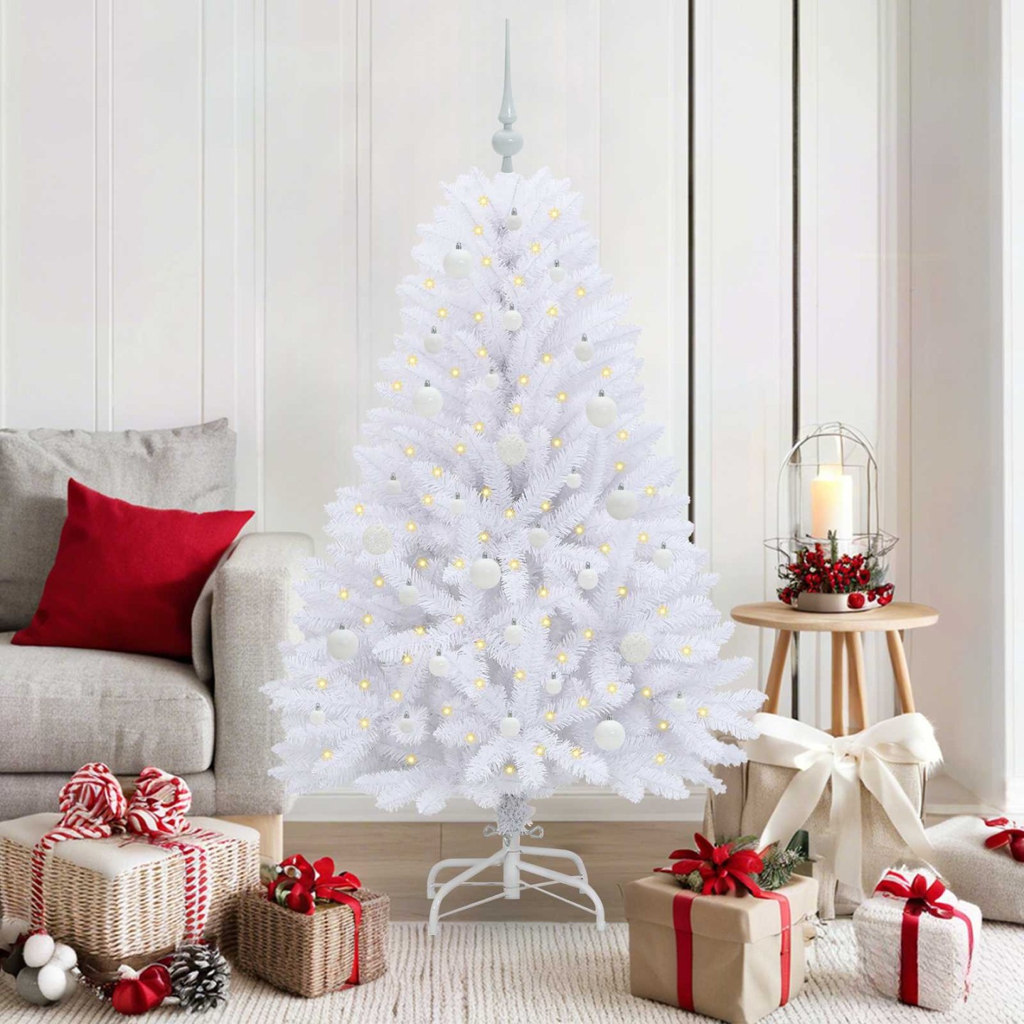 Sapin de Noël Artificiel à Branches Articulées Blanc 150 cm