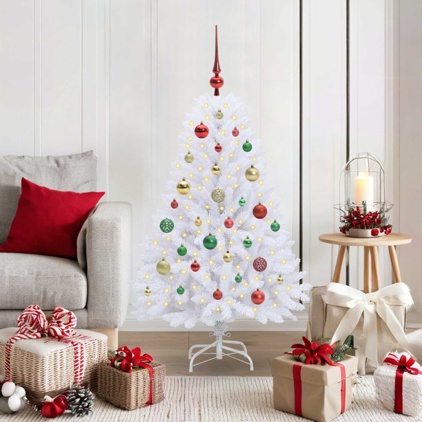 Sapin de Noël Artificiel à Branches Articulées Blanc 120 cm