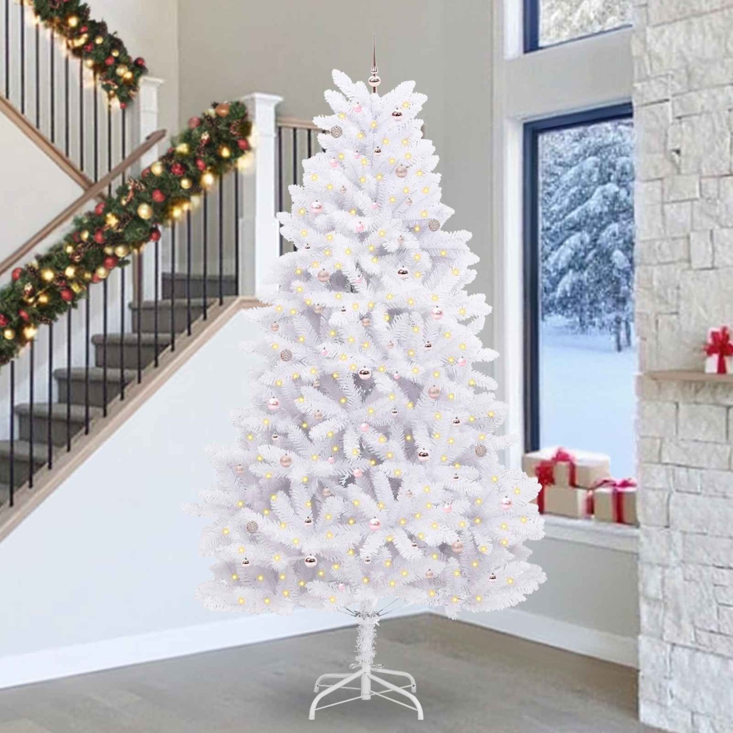 Sapin de Noël Artificiel à Branches Articulées Blanc 300 cm
